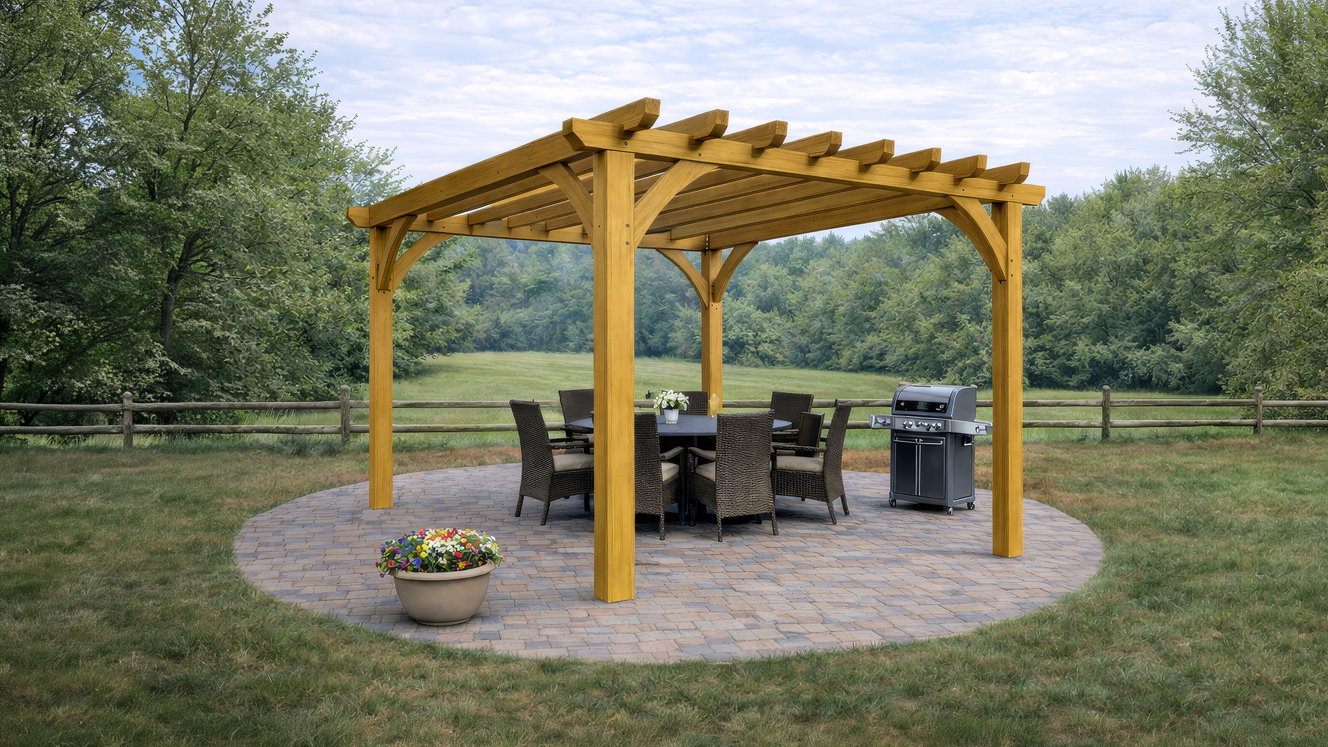 Freestanding Green Oak Framed Pergolas
