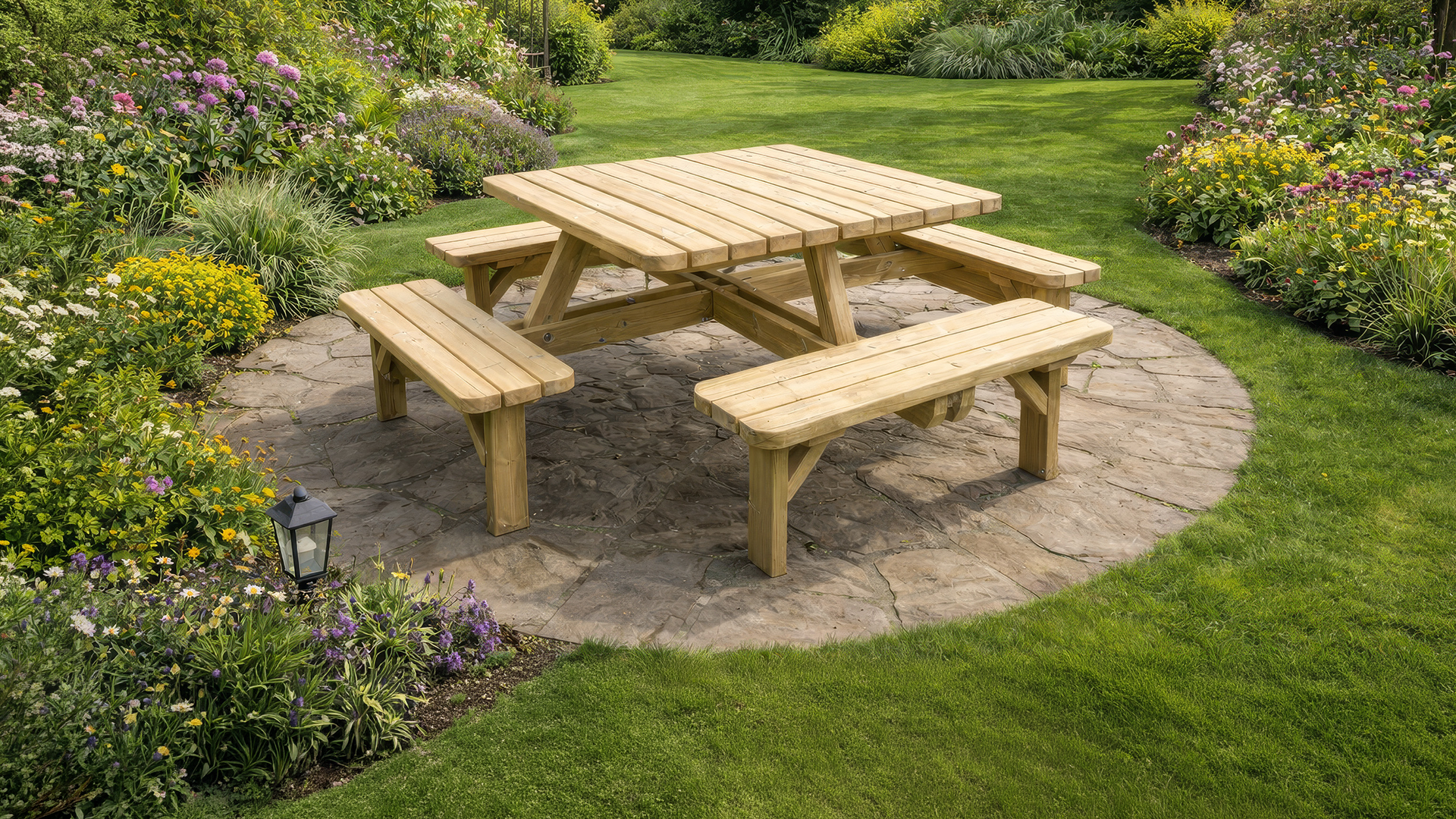 Braunston 8-Seater Square Picnic Tables