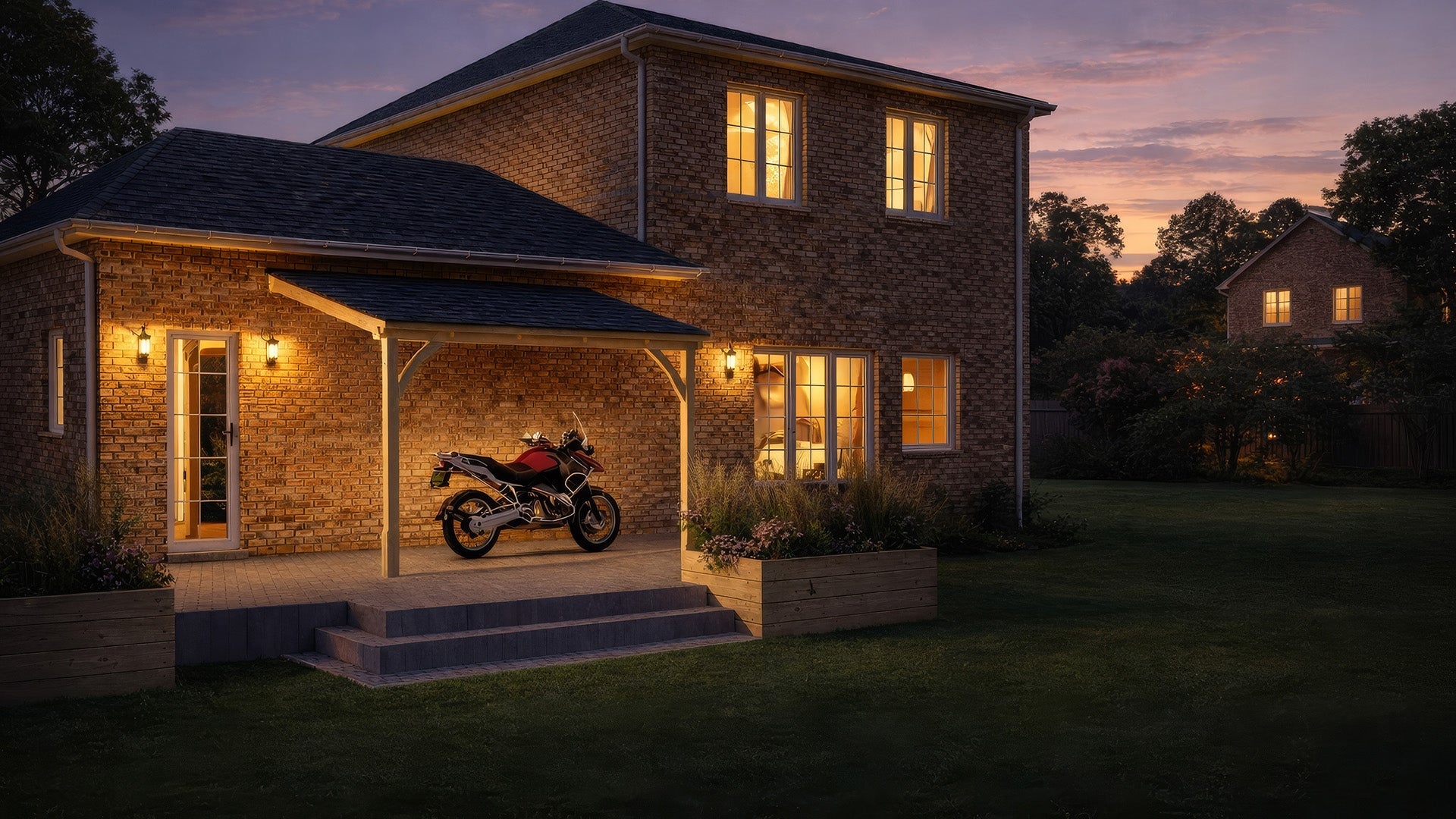 Wall Mounted Felt Shingle Roof Carports