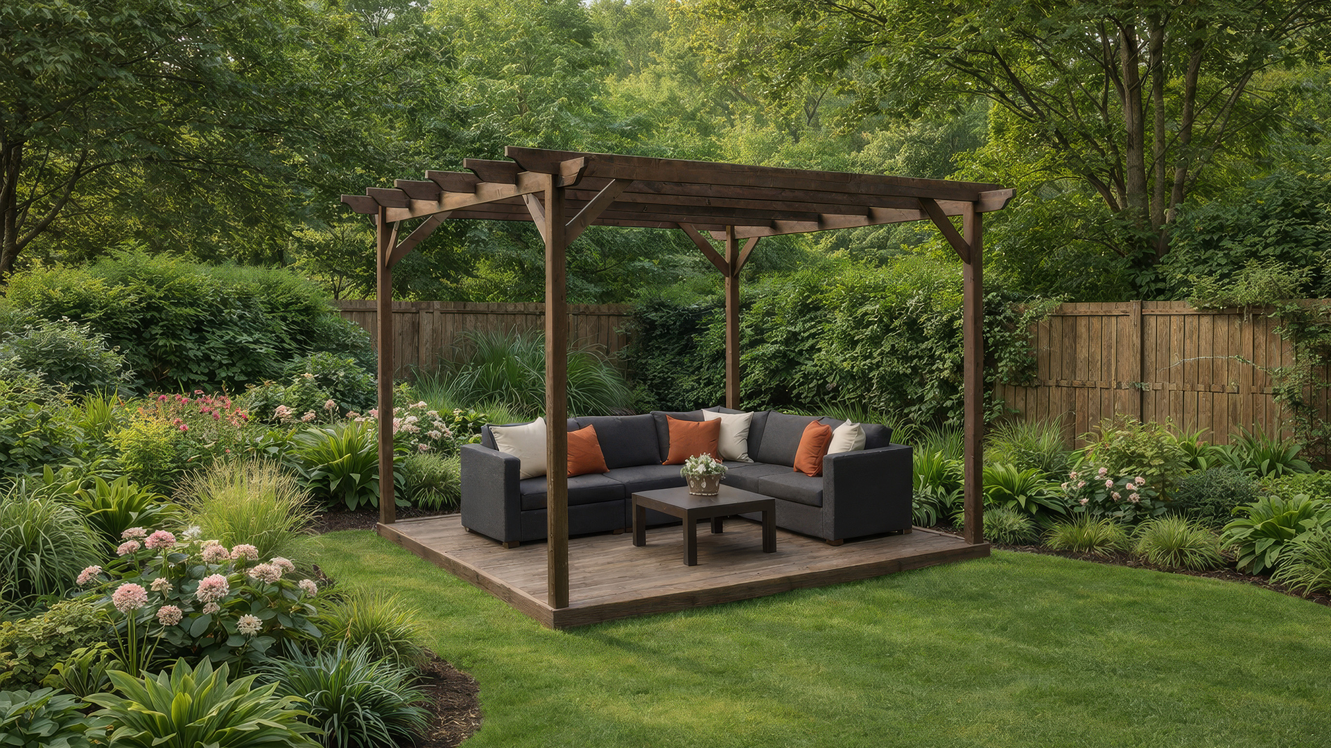 Clearance Grade Freestanding Garden Pergolas with Decking