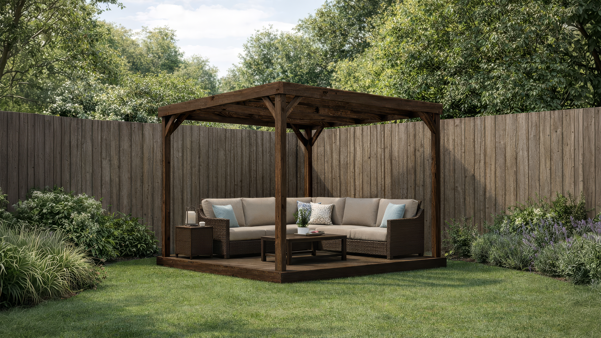 Freestanding Box Pergolas with Decking
