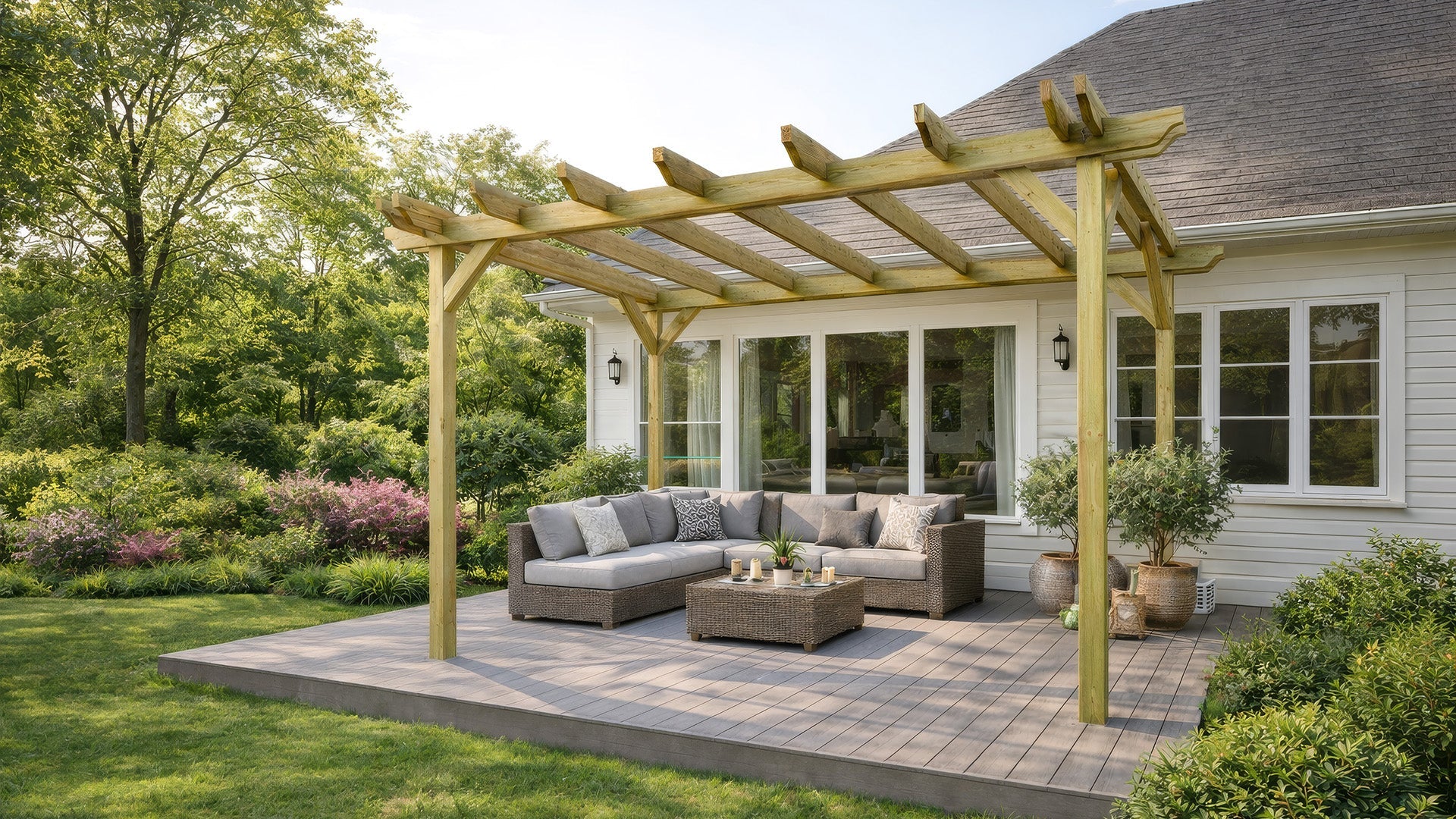 Freestanding Double Garden Pergolas