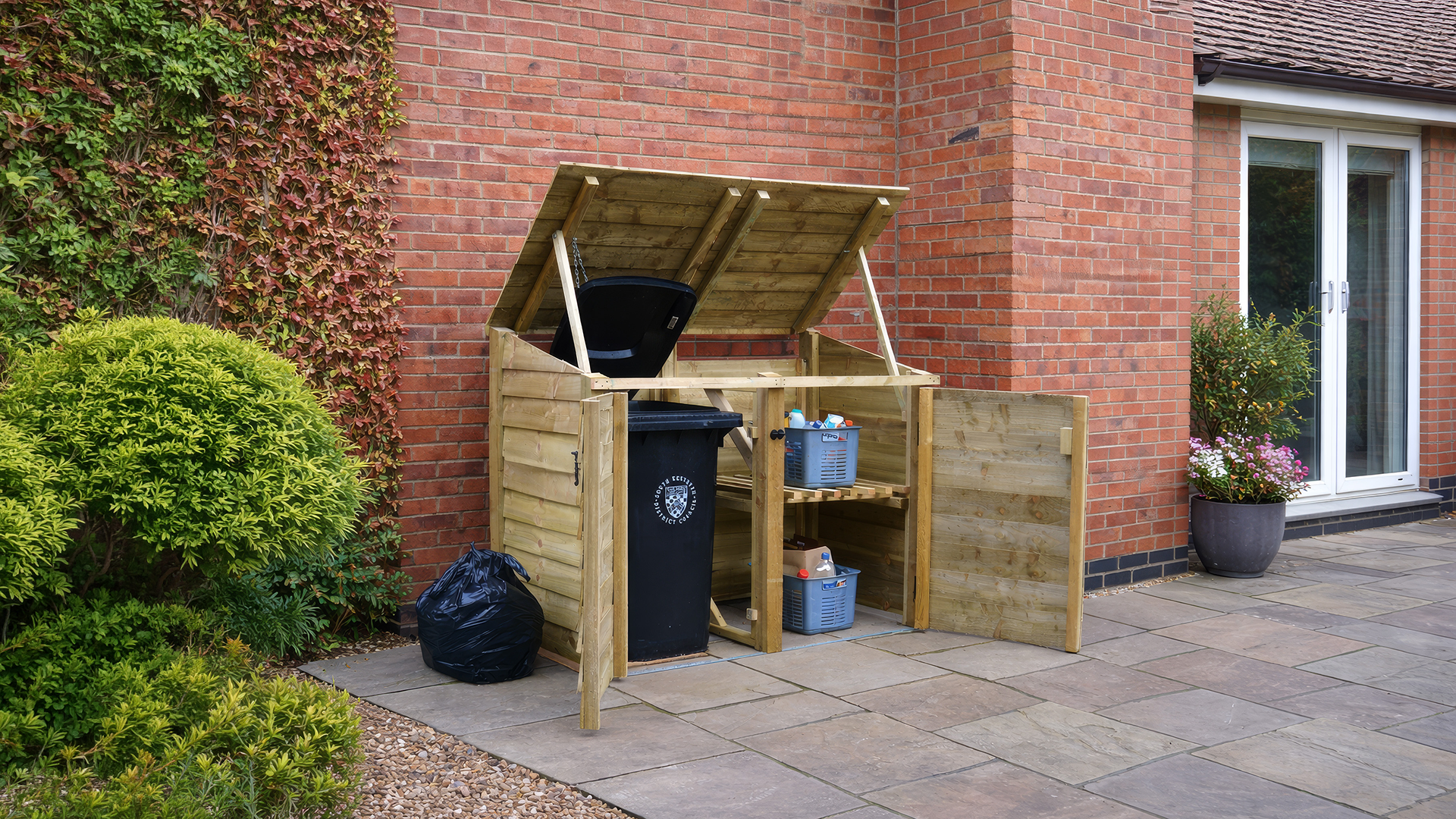 Morcott Wheelie Bin with Recycling Stores
