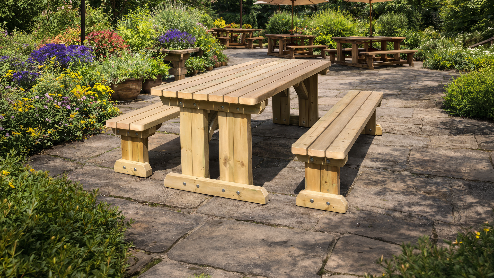 Tinwell Freestanding Picnic Tables with Bench Set
