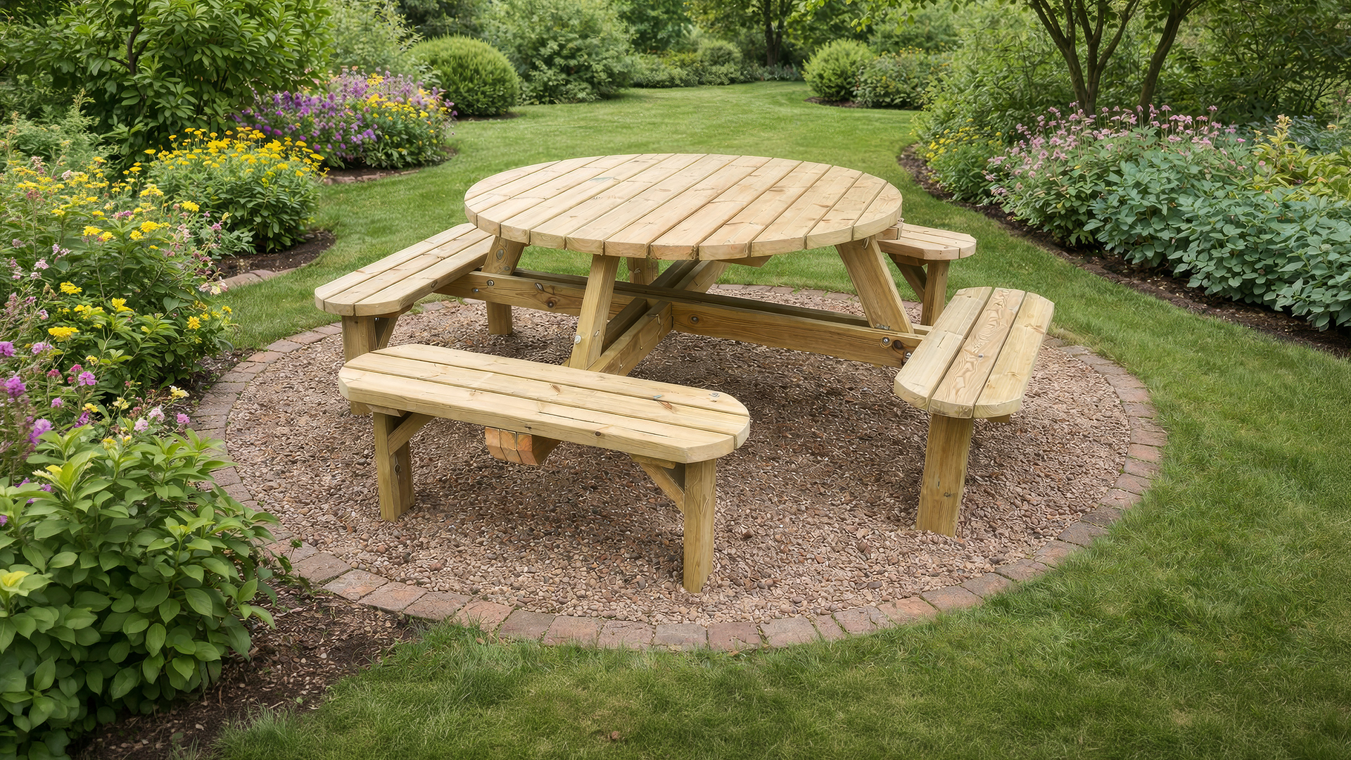 Whitwell 8-Seater Round Picnic Tables