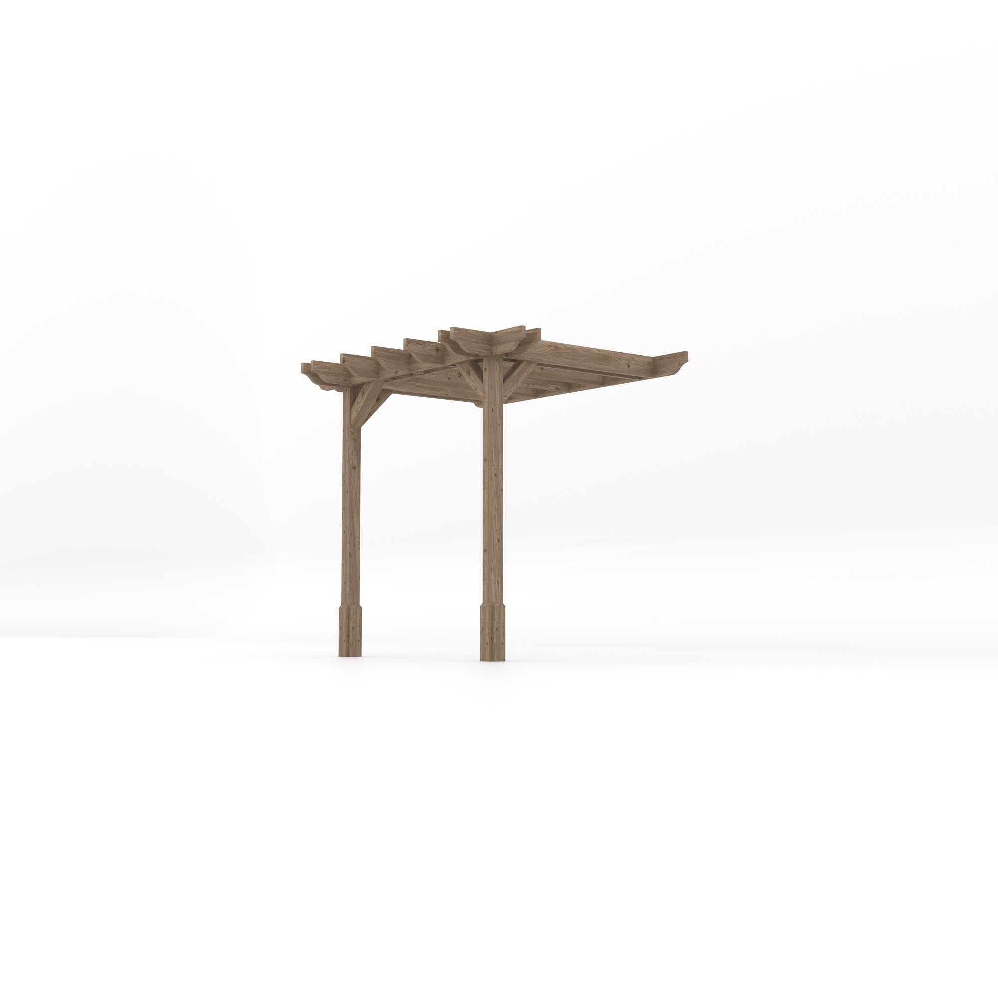 Wall Mounted Double Premium Pergola - Rustic Brown - 1.8m Depth x 2.4m Length
