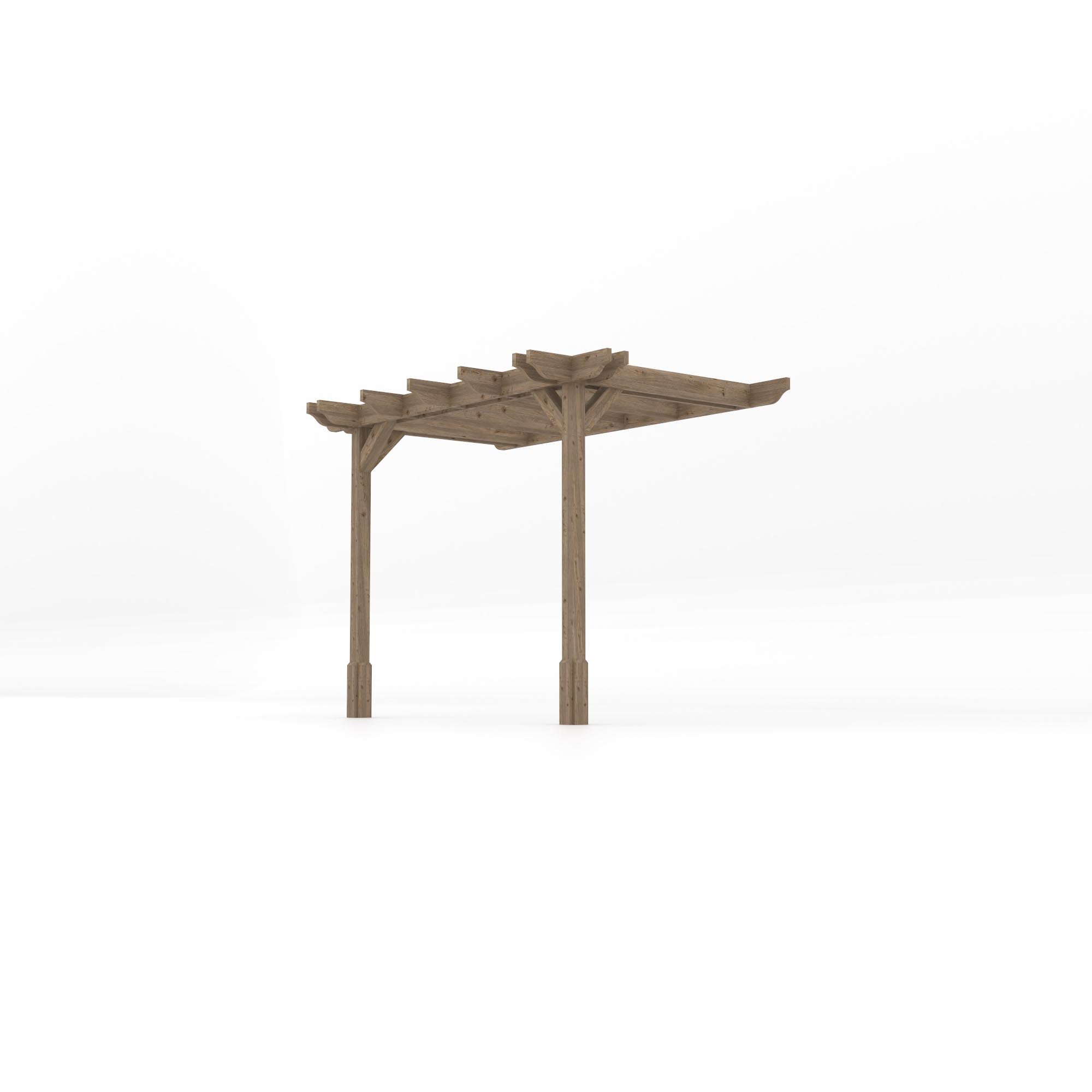Wall Mounted Double Premium Pergola - Rustic Brown - 1.8m Depth x 3.6m Length