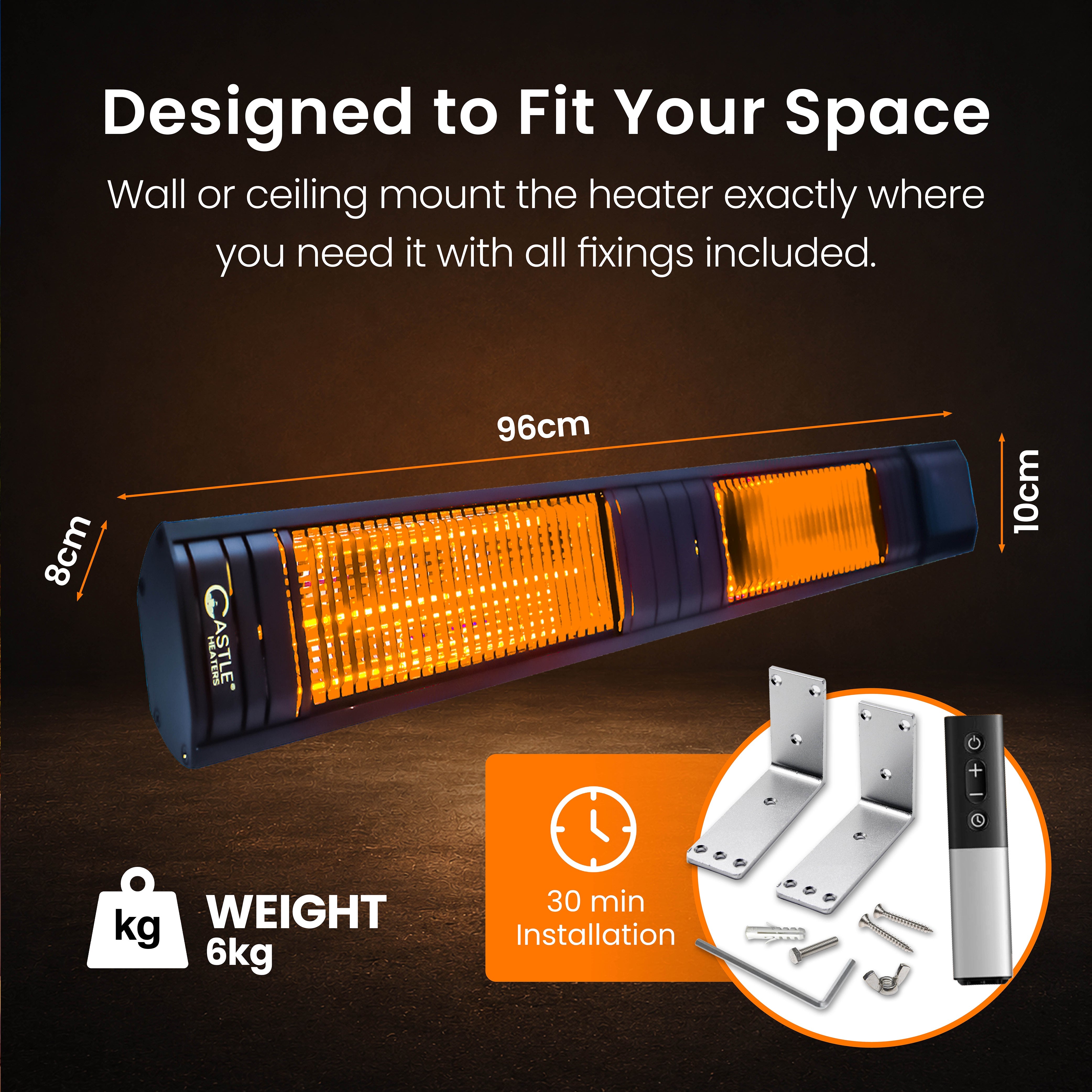 3KW Infrared Outdoor Garden Patio Heater KMH-30R9 Wall Mounted with Remote Control