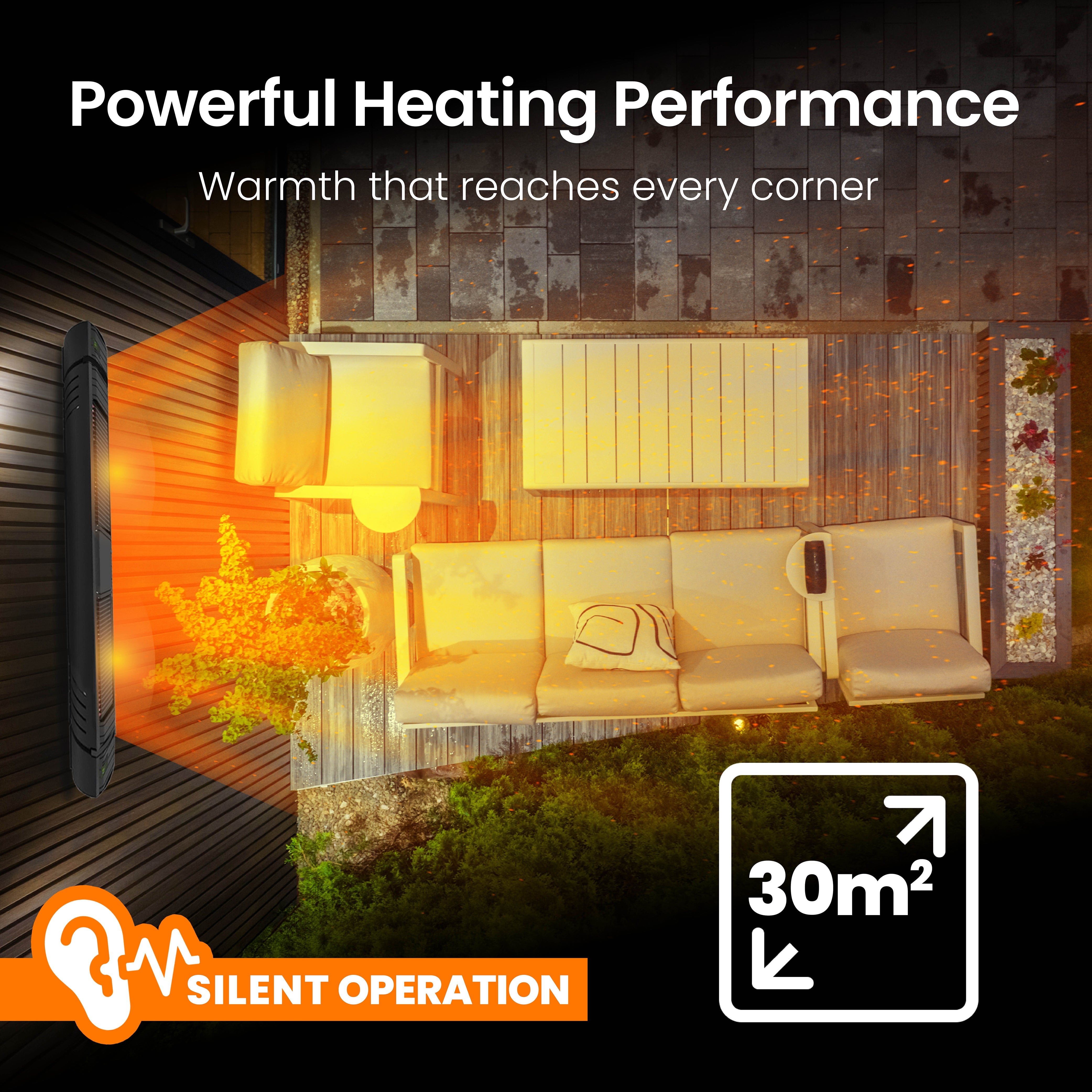 3KW Infrared Outdoor Garden Patio Heater KMH-30R9 Wall Mounted with Remote Control