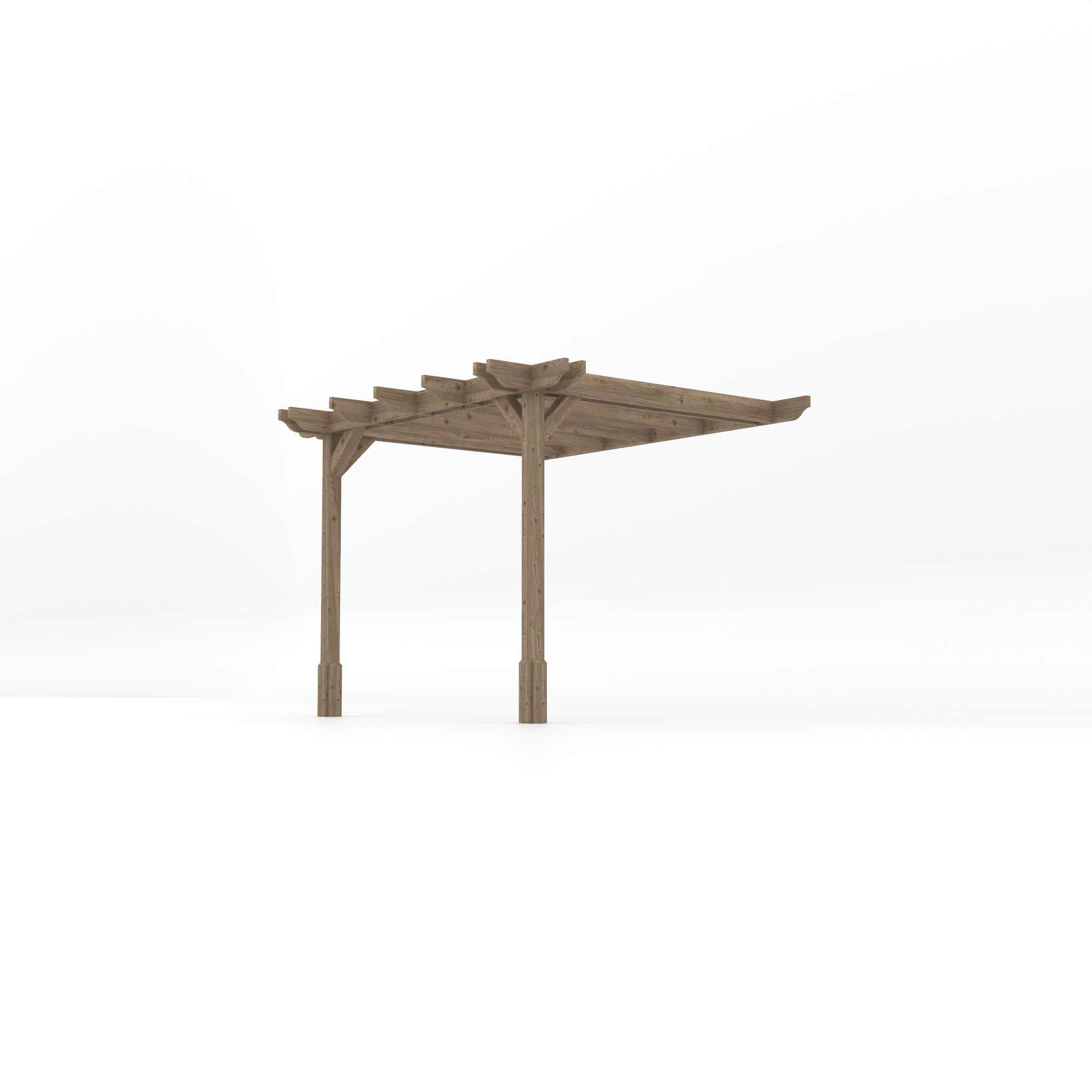 Wall Mounted Double Premium Pergola - Rustic Brown - 2.4m Depth x 3m Length