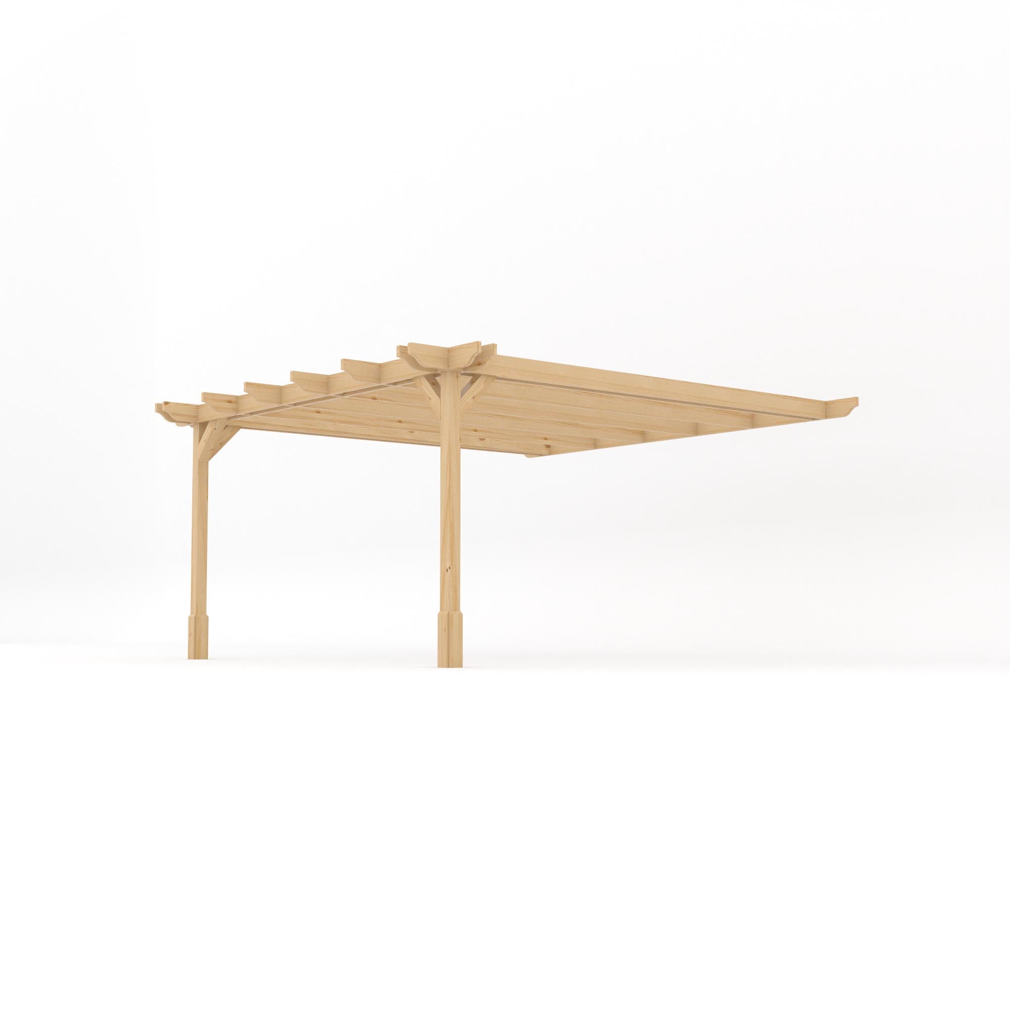 Wall Mounted Double Premium Pergola - Light Green - 4.2m Depth x 4.2m Length