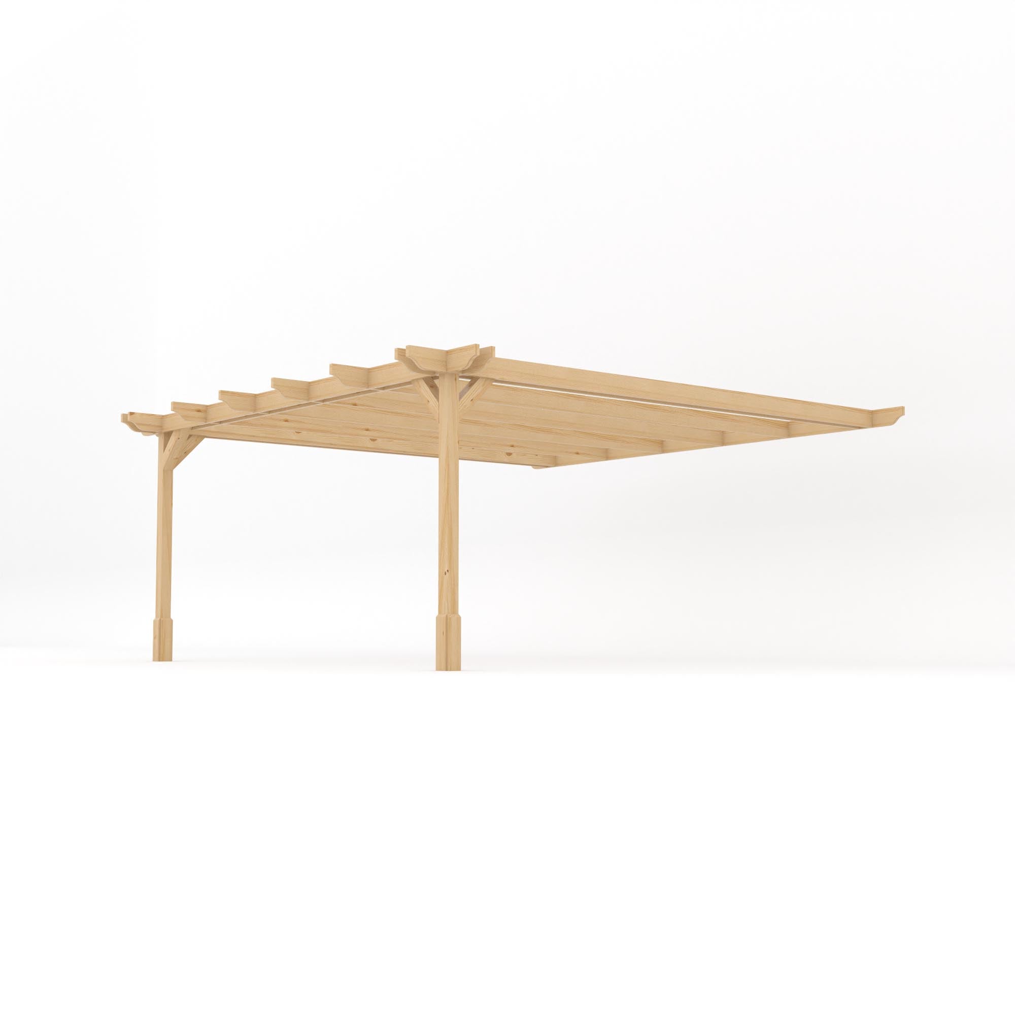 Wall Mounted Double Premium Pergola - Light Green - 4.8m Depth x 4.8m Length