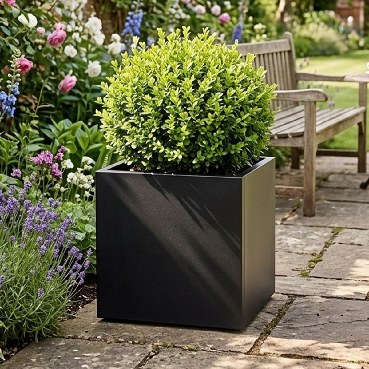 Galvanised Steel Black Cube Metal Planter 50cm x 50cm