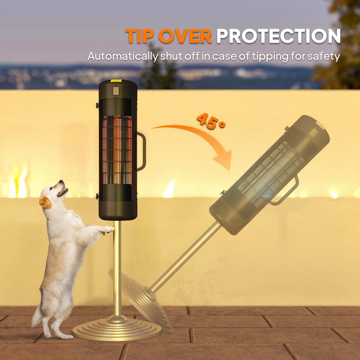 Electric Parasol Mounted Patio Heater, Outdoor Heater w/ 2 Setting