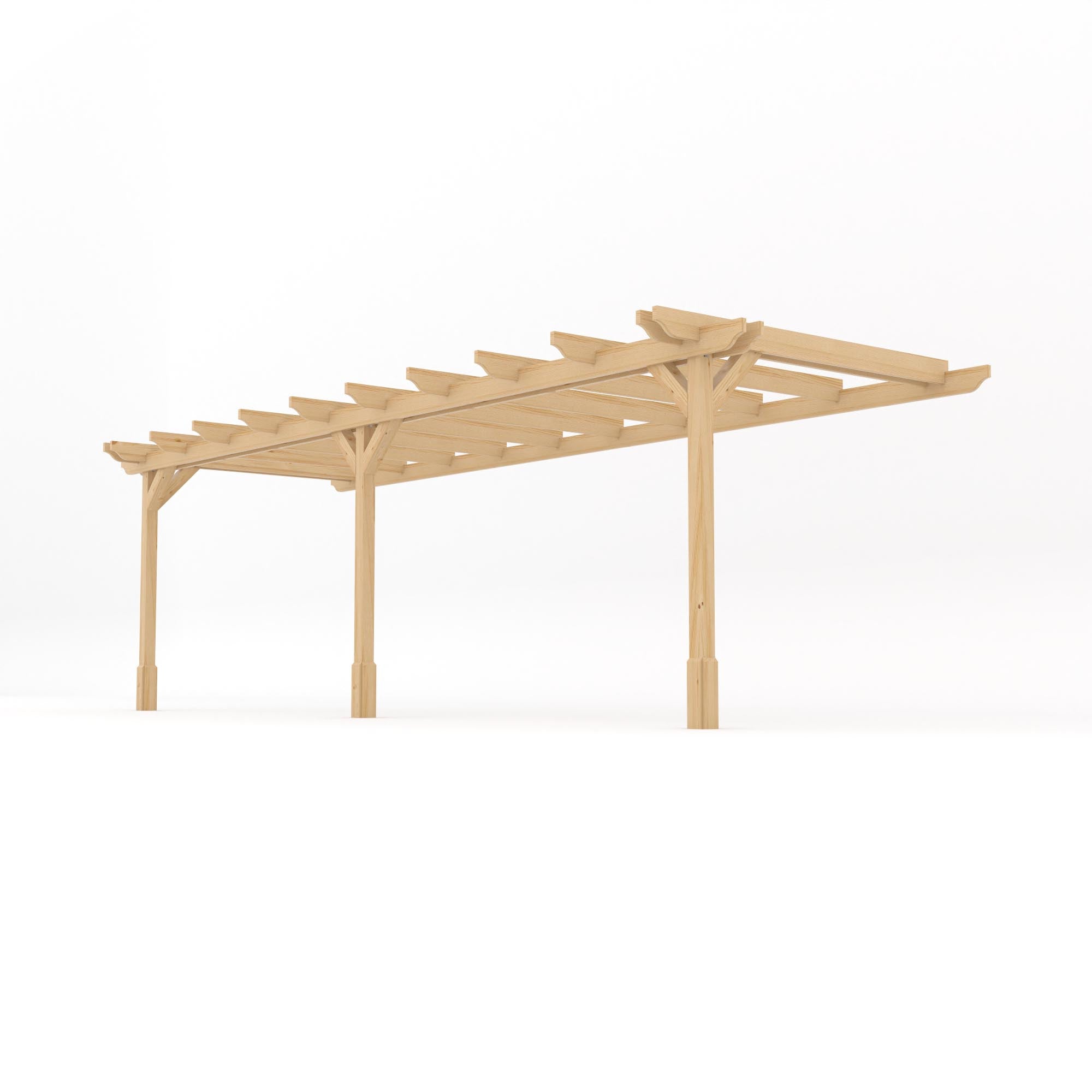 Wall Mounted Double Garden Pergola - Light Green - 1.8m Depth x 7.2m Length