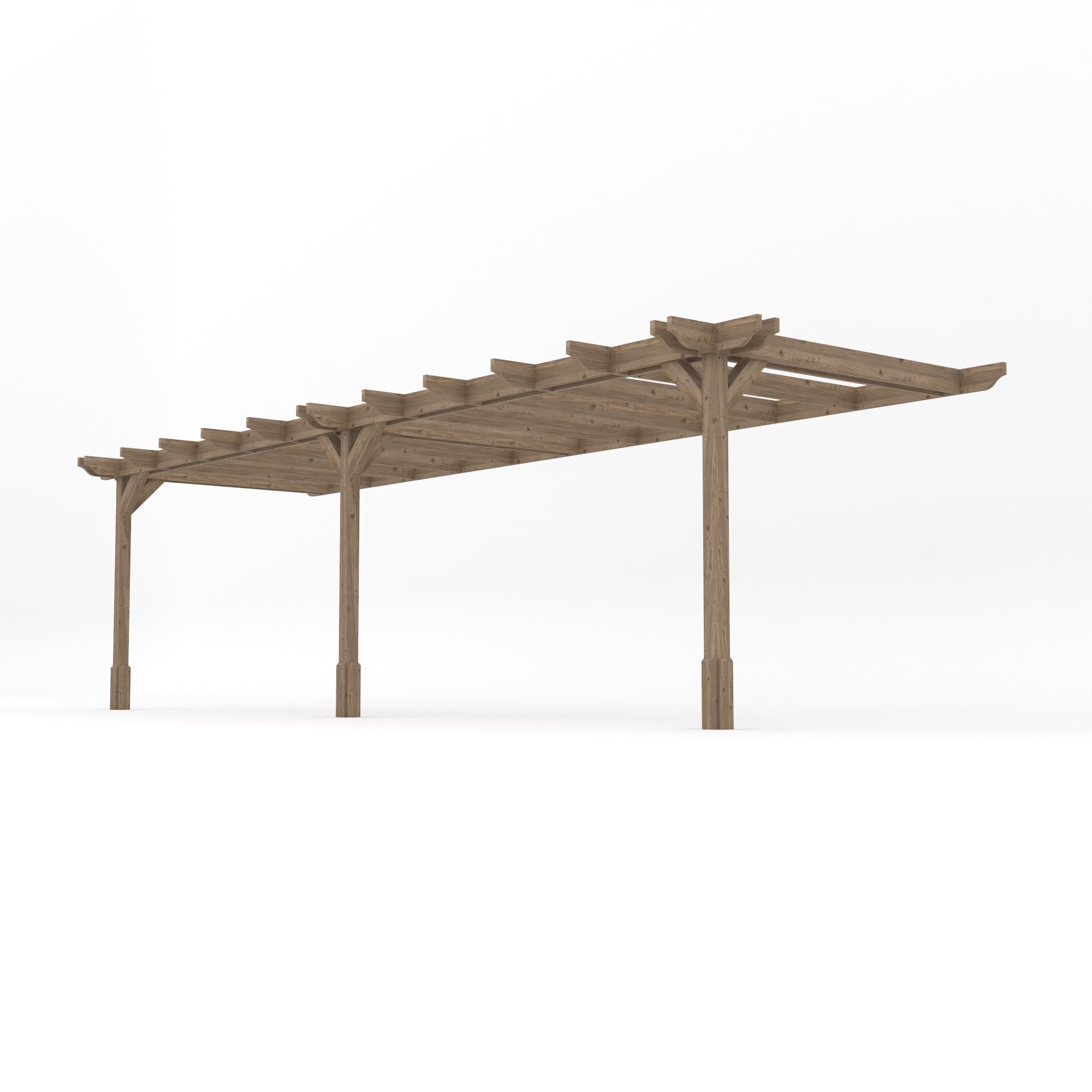Wall Mounted Double Premium Pergola - Rustic Brown - 1.8m Depth x 7.8m Length