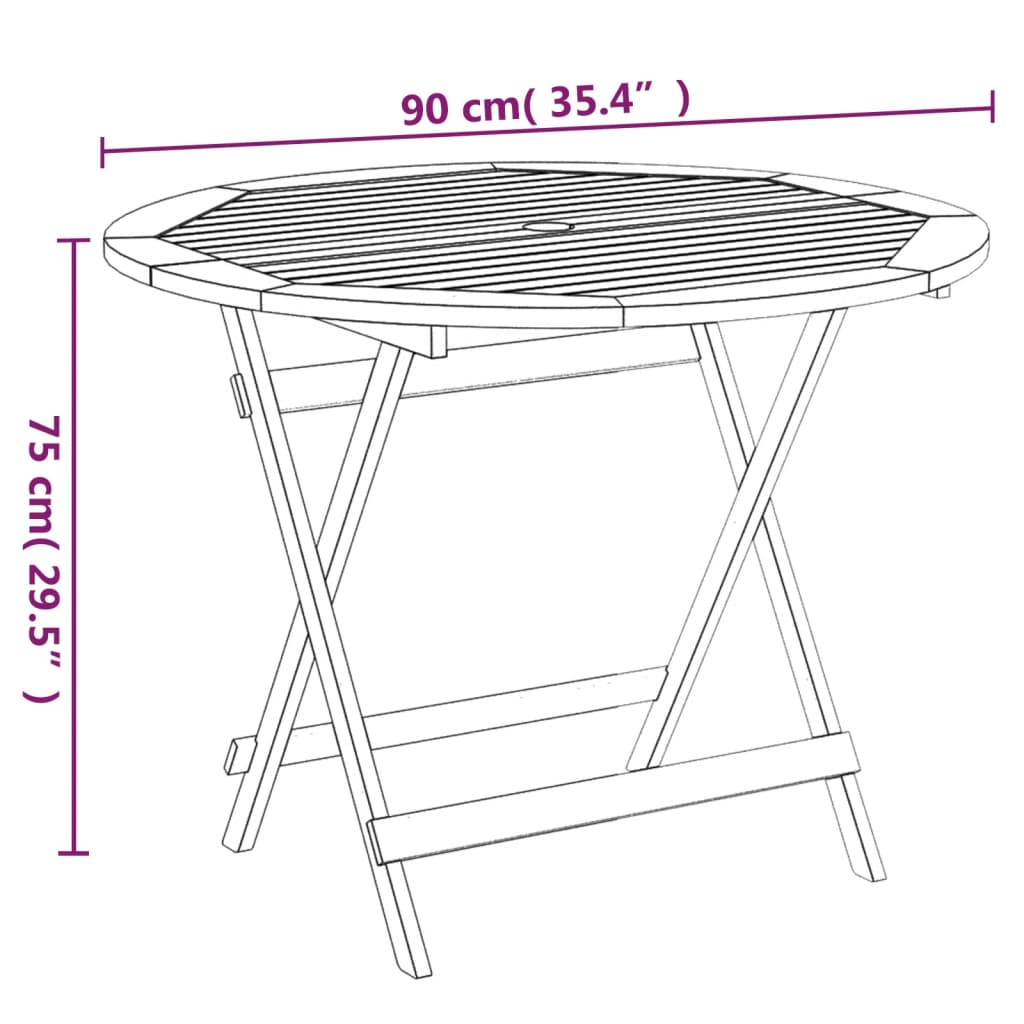 Wooden Folding Garden Table Acacia Wood - 4 Sizes