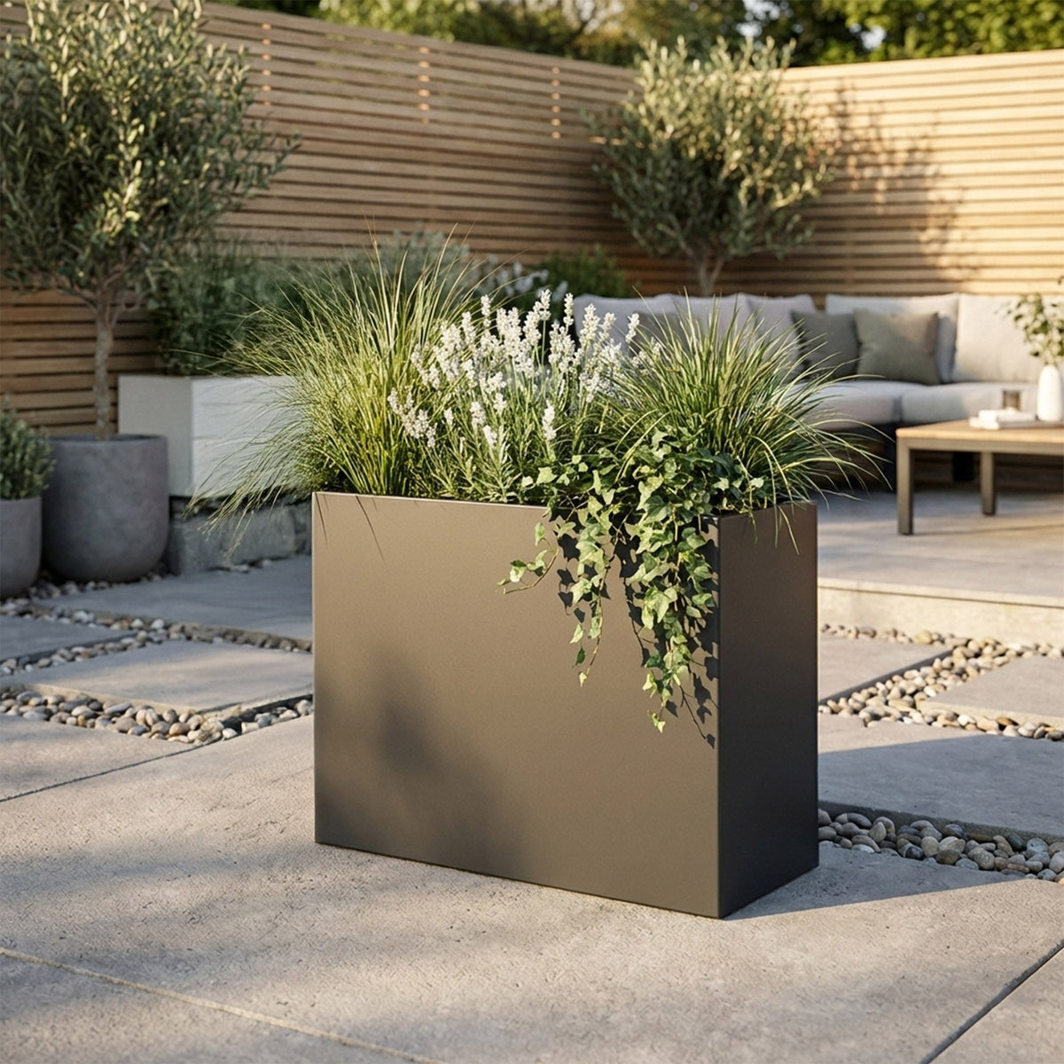 Galvanised Steel Trough Metal Planter - 90cm x 82cm - Multiple Colours