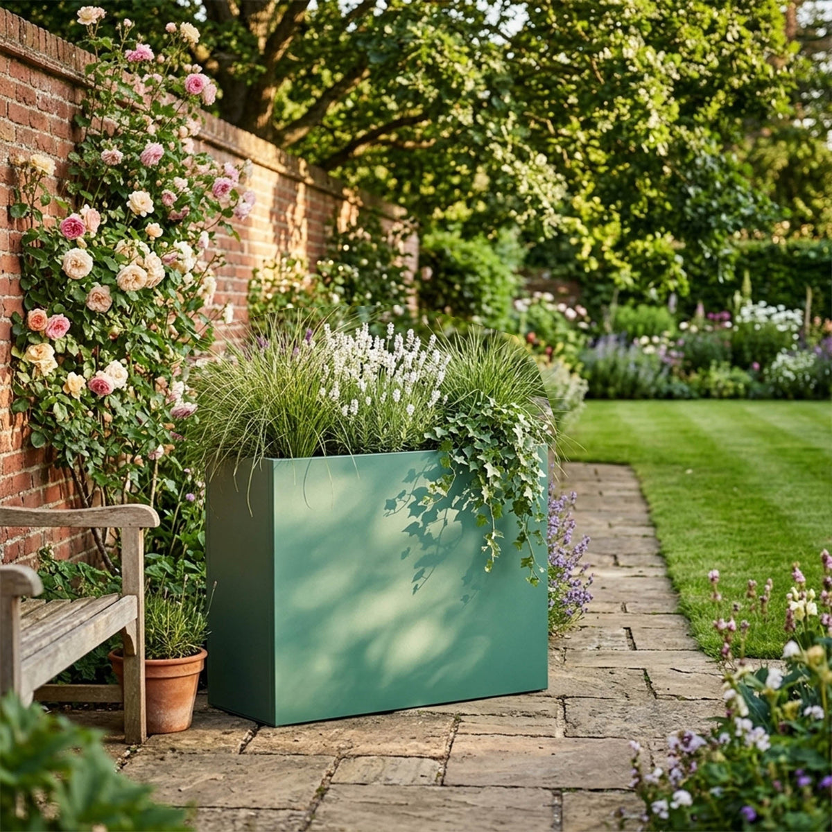 Galvanised Steel Trough Metal Planter - 90cm x 82cm - Multiple Colours
