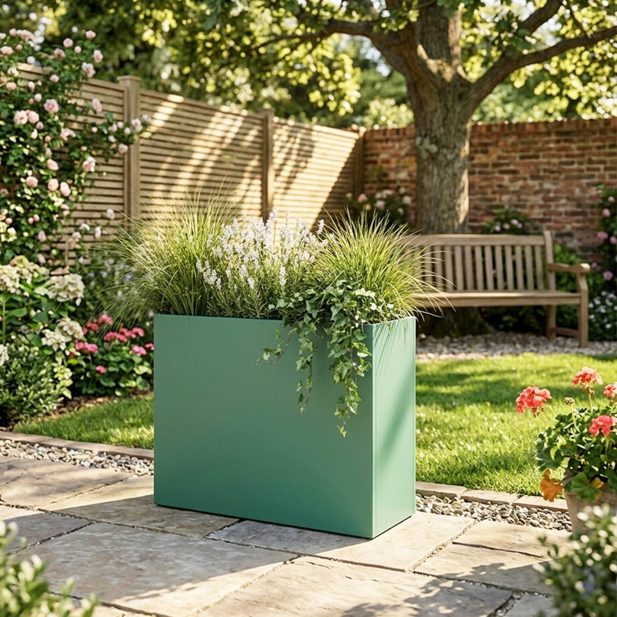 Galvanised Steel Trough Metal Planter - 90cm x 82cm - Multiple Colours