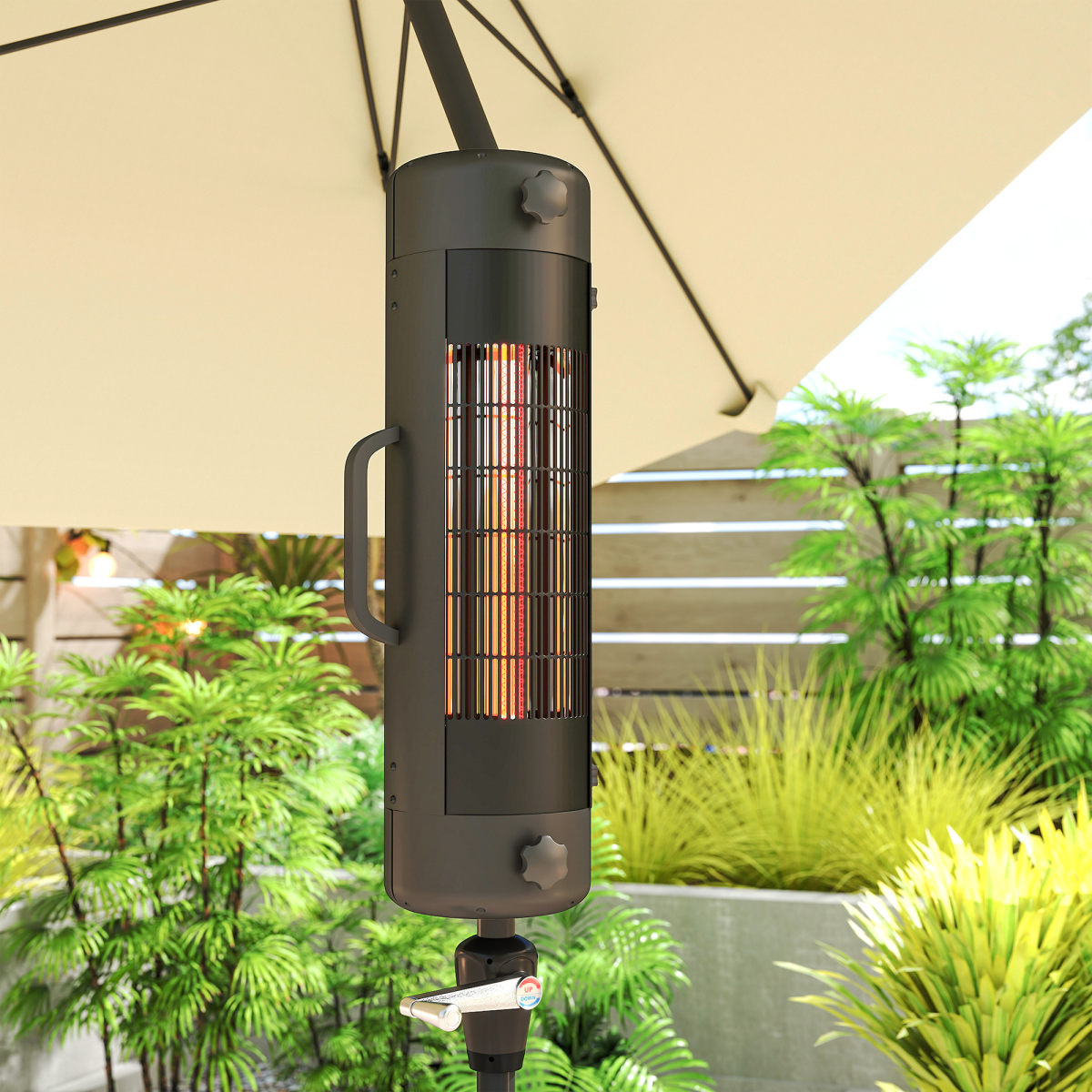 Electric Parasol Mounted Patio Heater, Outdoor Heater w/ 2 Setting