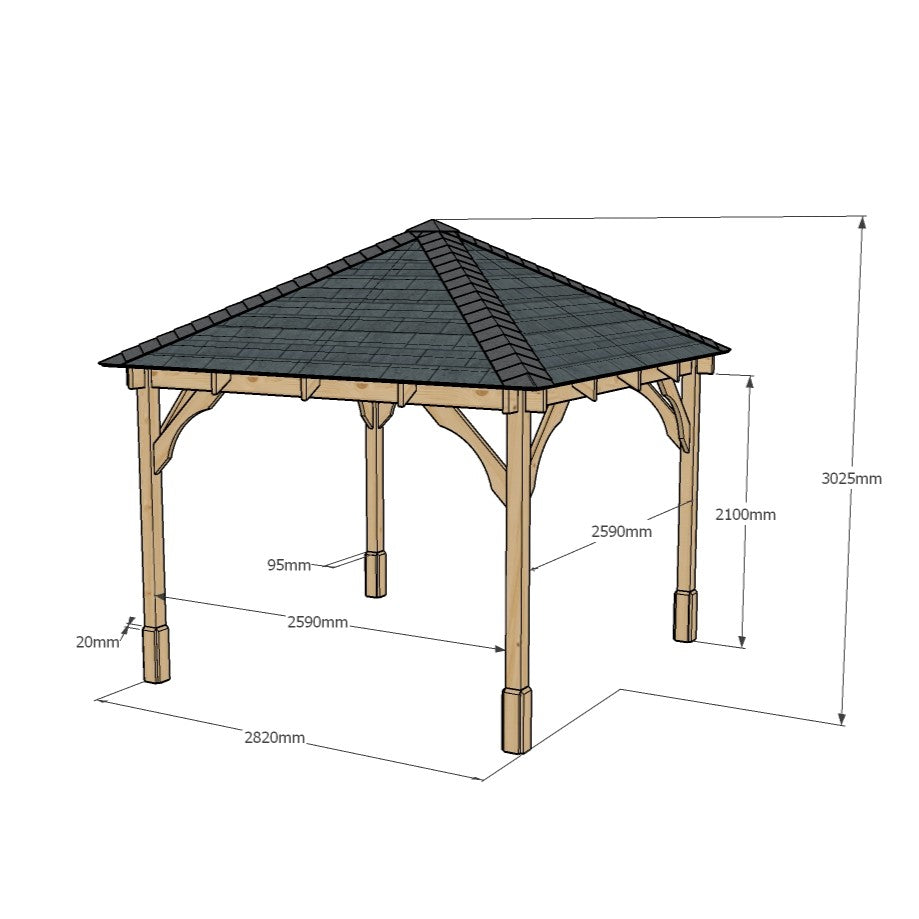 Ayston Apex Gazebo - Rustic Brown - 3m Width x 3m Length