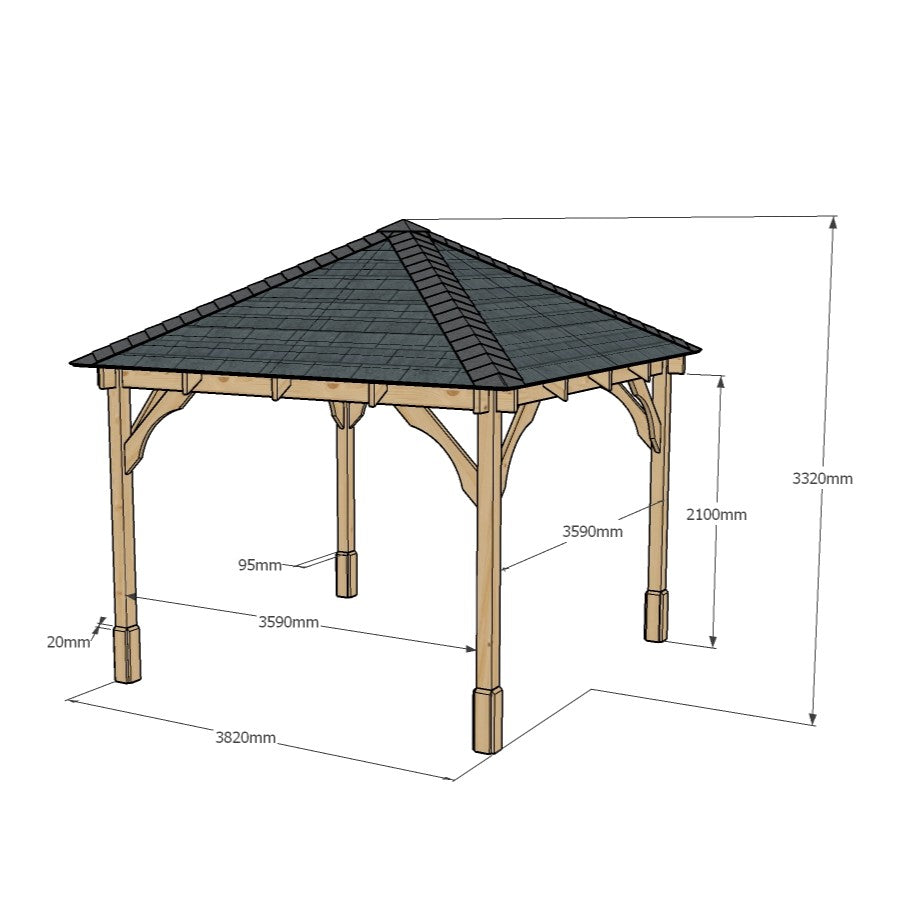 Ayston Apex Gazebo - Rustic Brown - 4m Width x 4m Length
