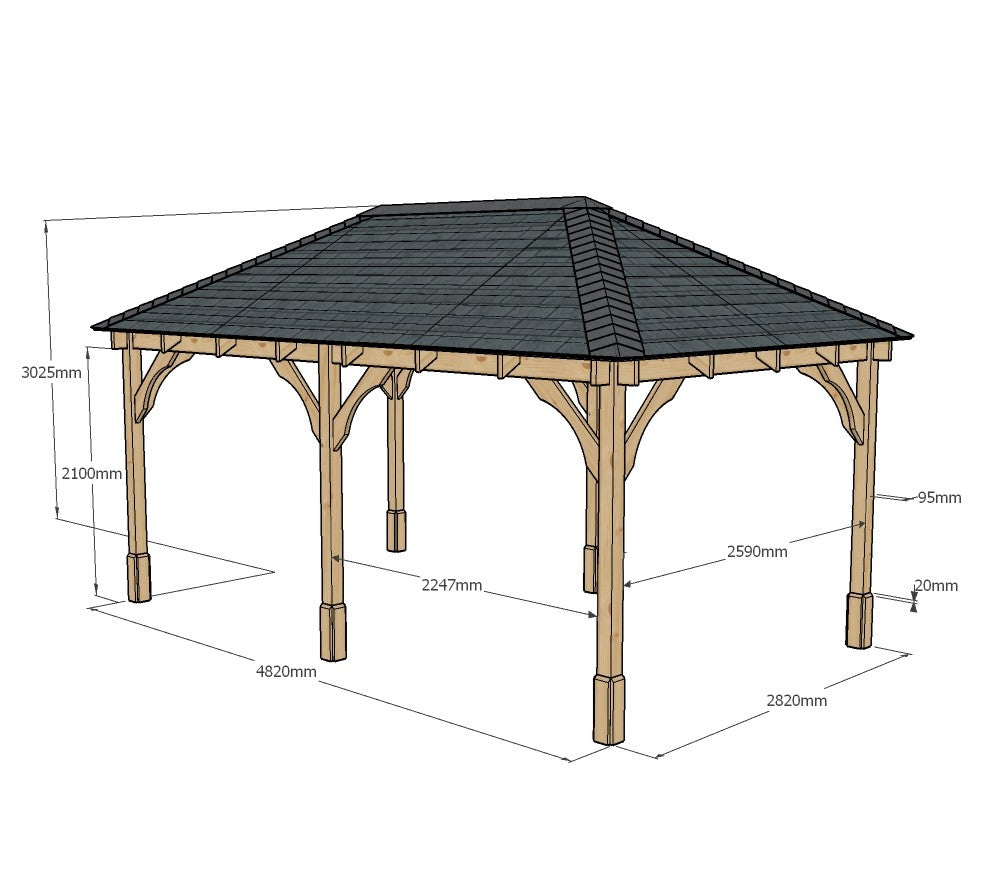 Beaumont Apex Gazebo - Rustic Brown - 3m Width x 5m Length