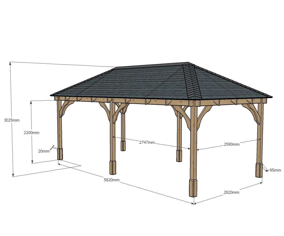 Beaumont Apex Gazebo - Rustic Brown - 3m Width x 6m Length