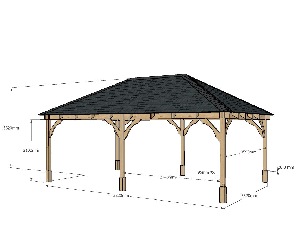Beaumont Apex Gazebo - Rustic Brown - 4m Width x 6m Length