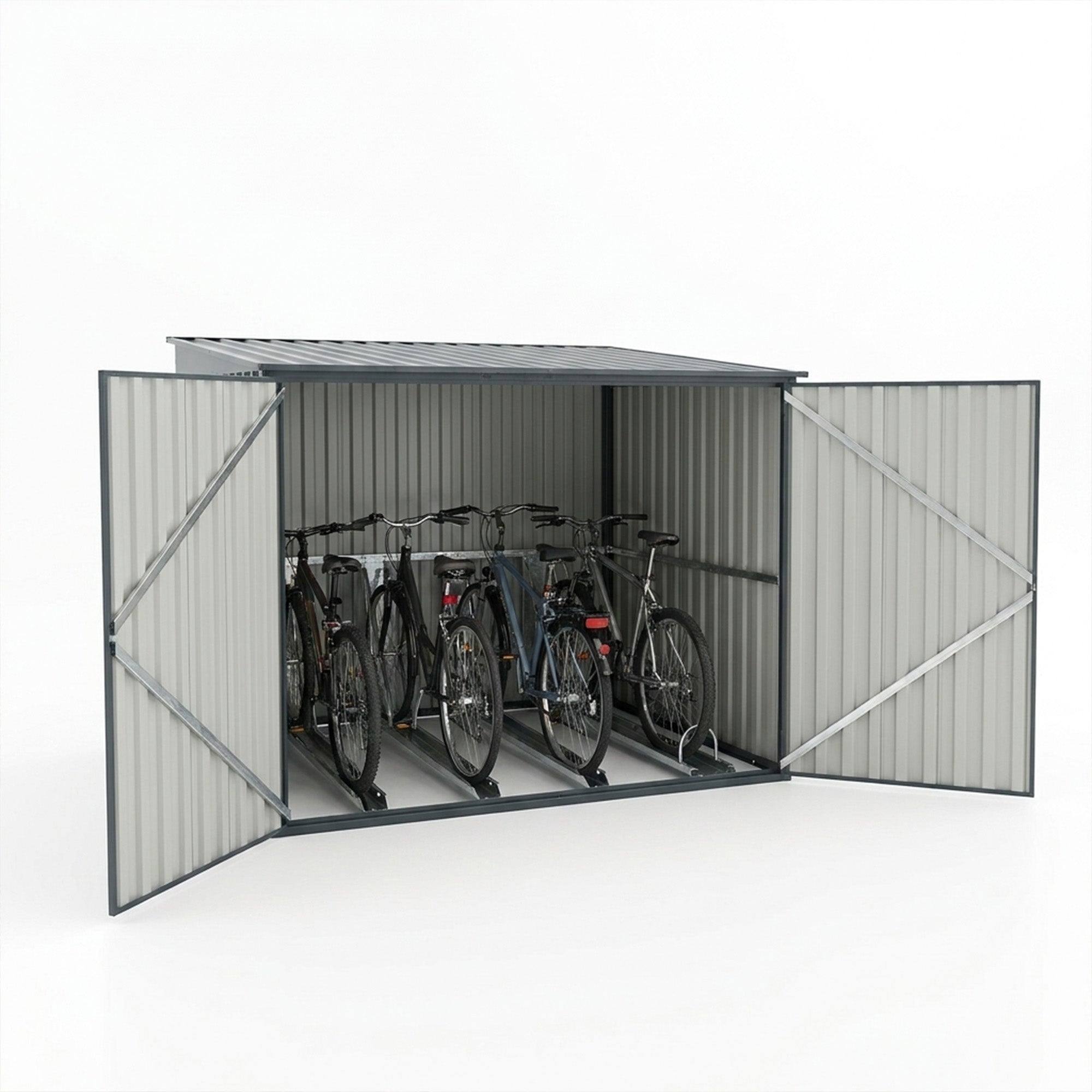 Metal Bicycle Storage Shed for Up to 4 Bikes