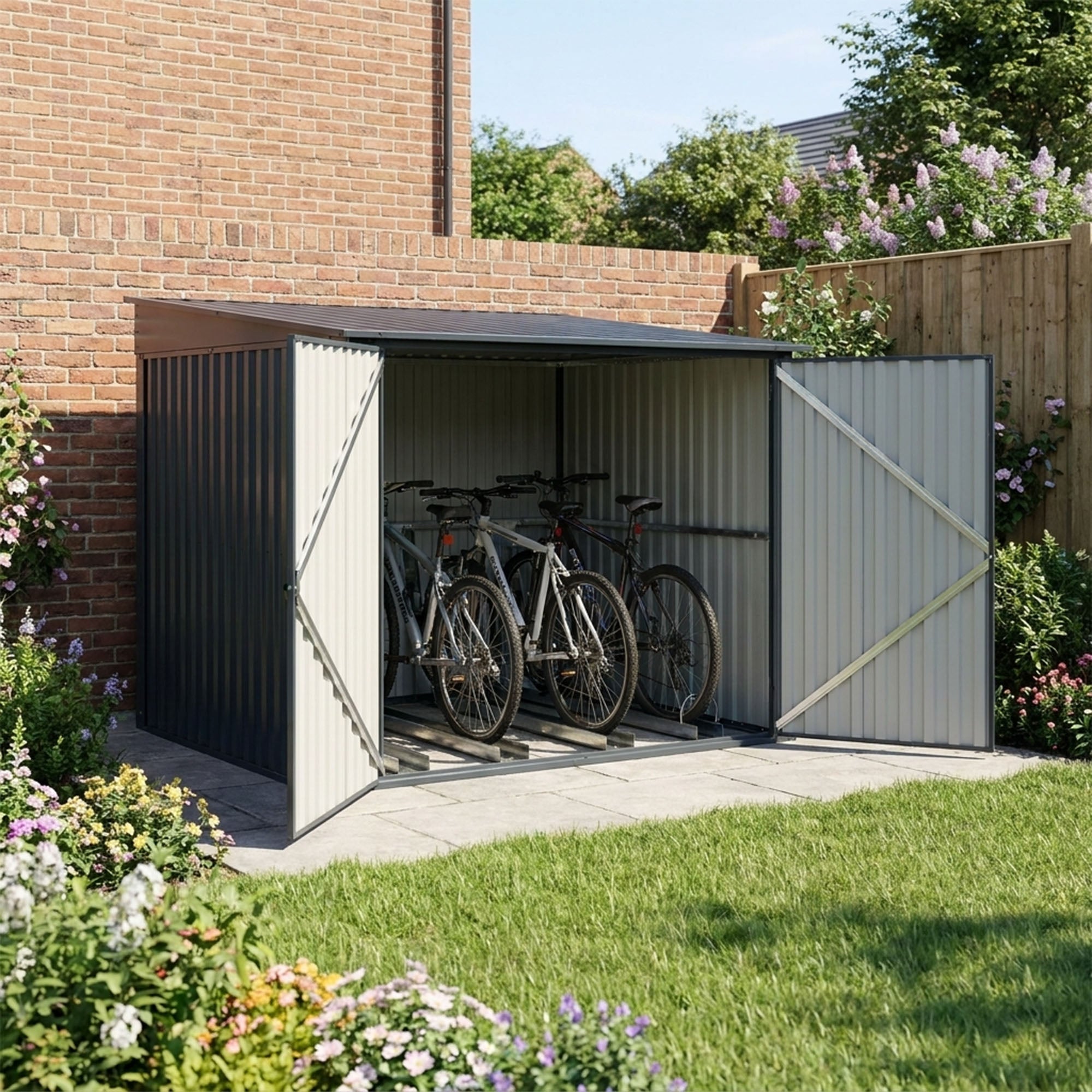 Metal Bicycle Storage Shed for Up to 4 Bikes