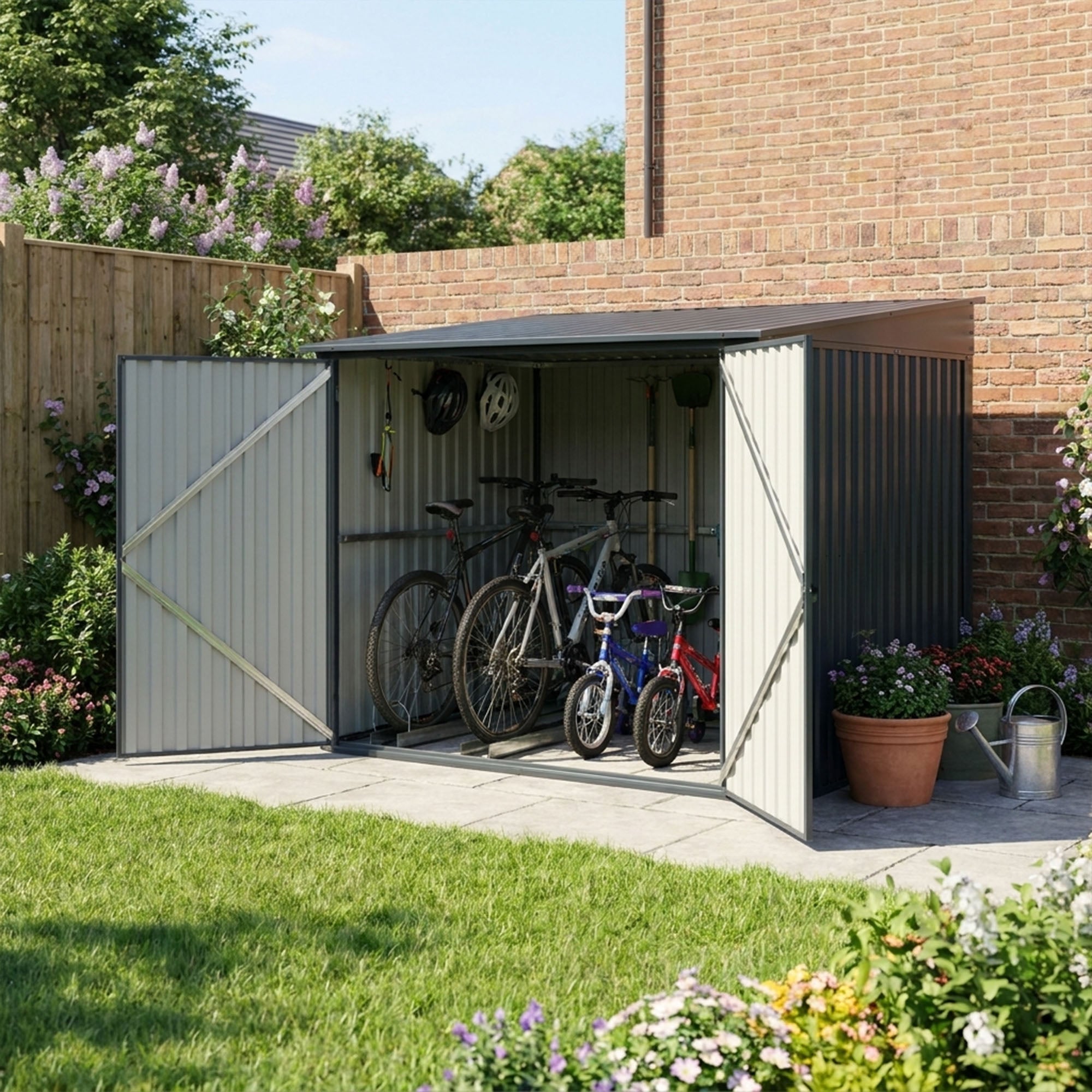 Metal Bicycle Storage Shed for Up to 4 Bikes