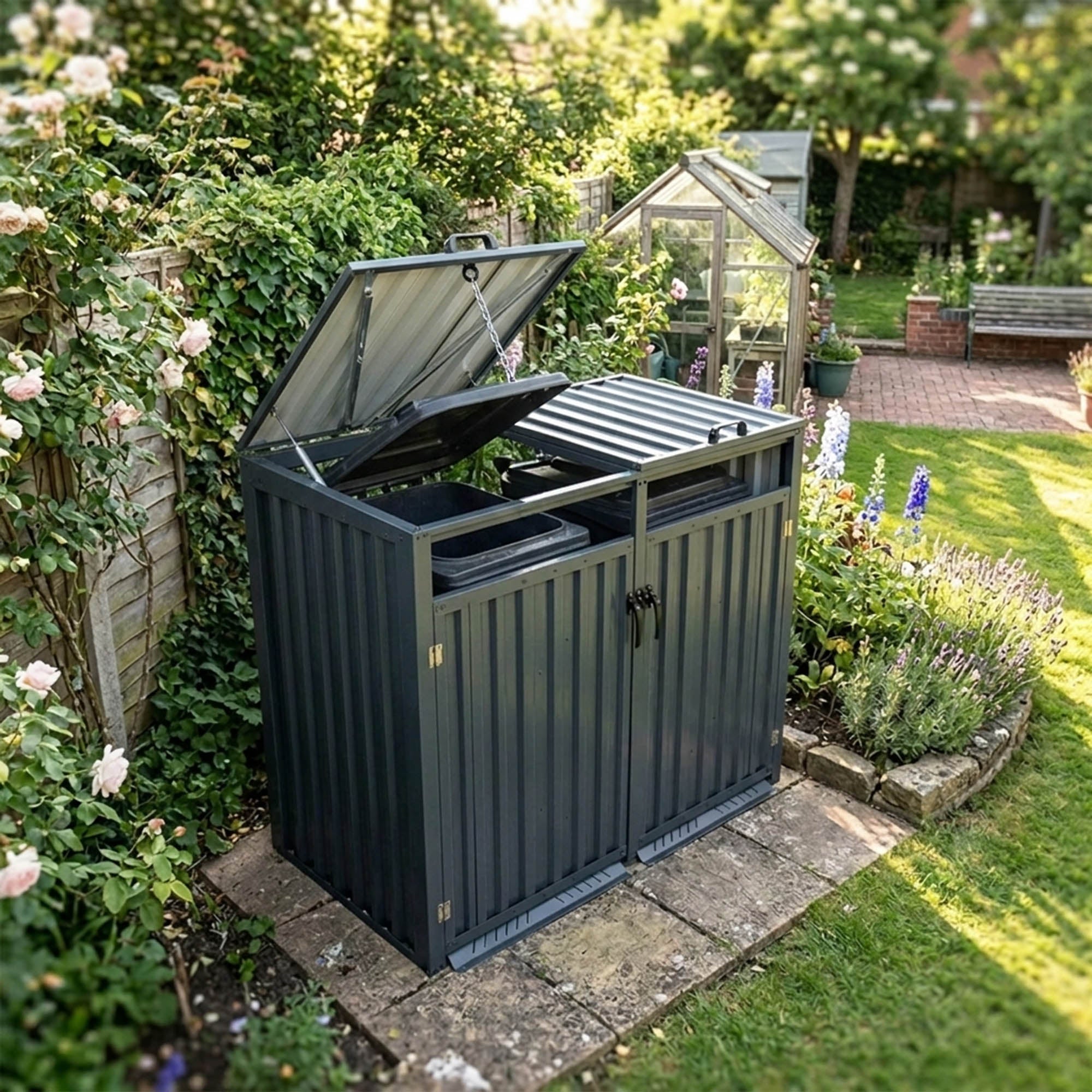 Outdoor Metal Garbage Bin Shed
