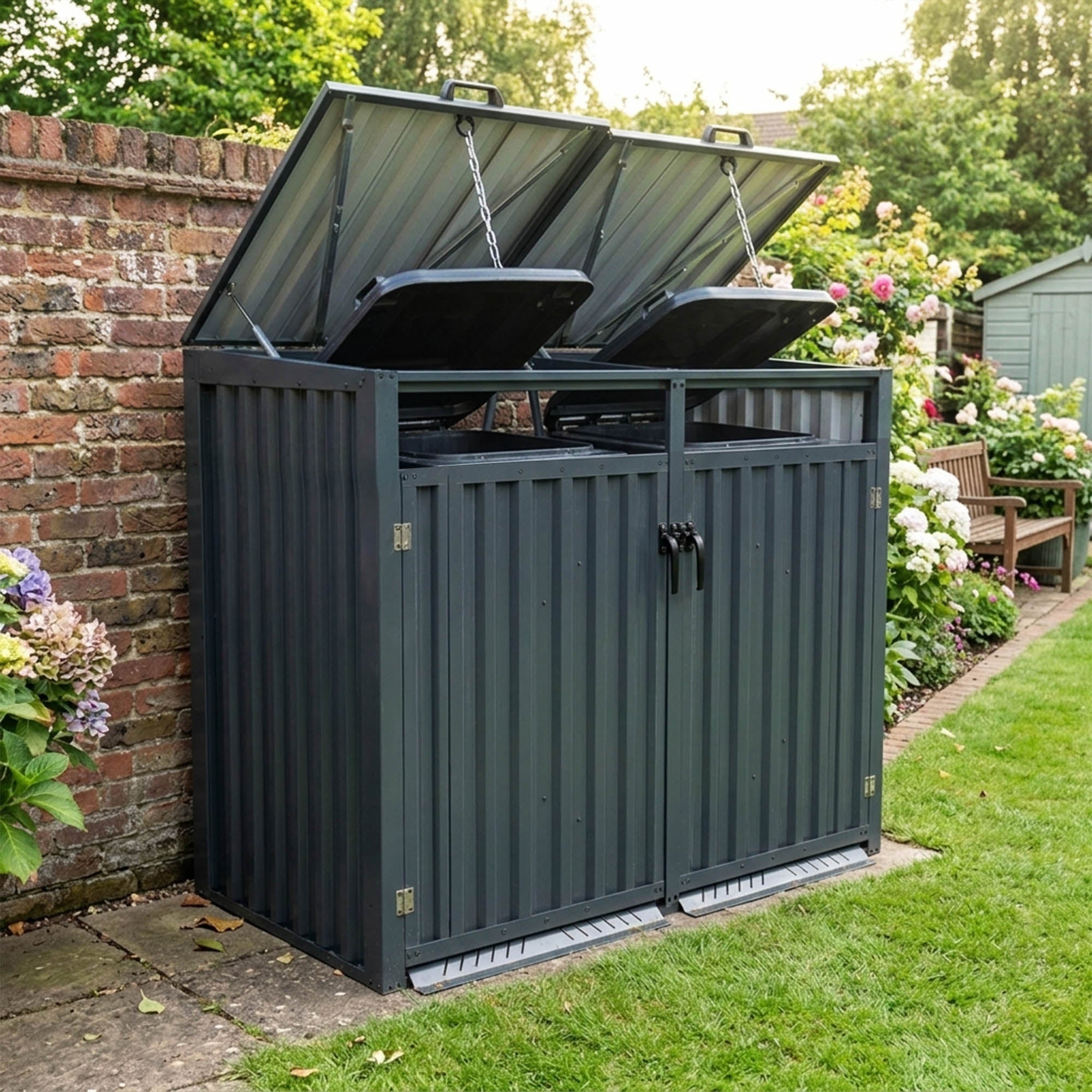 Outdoor Metal Garbage Bin Shed