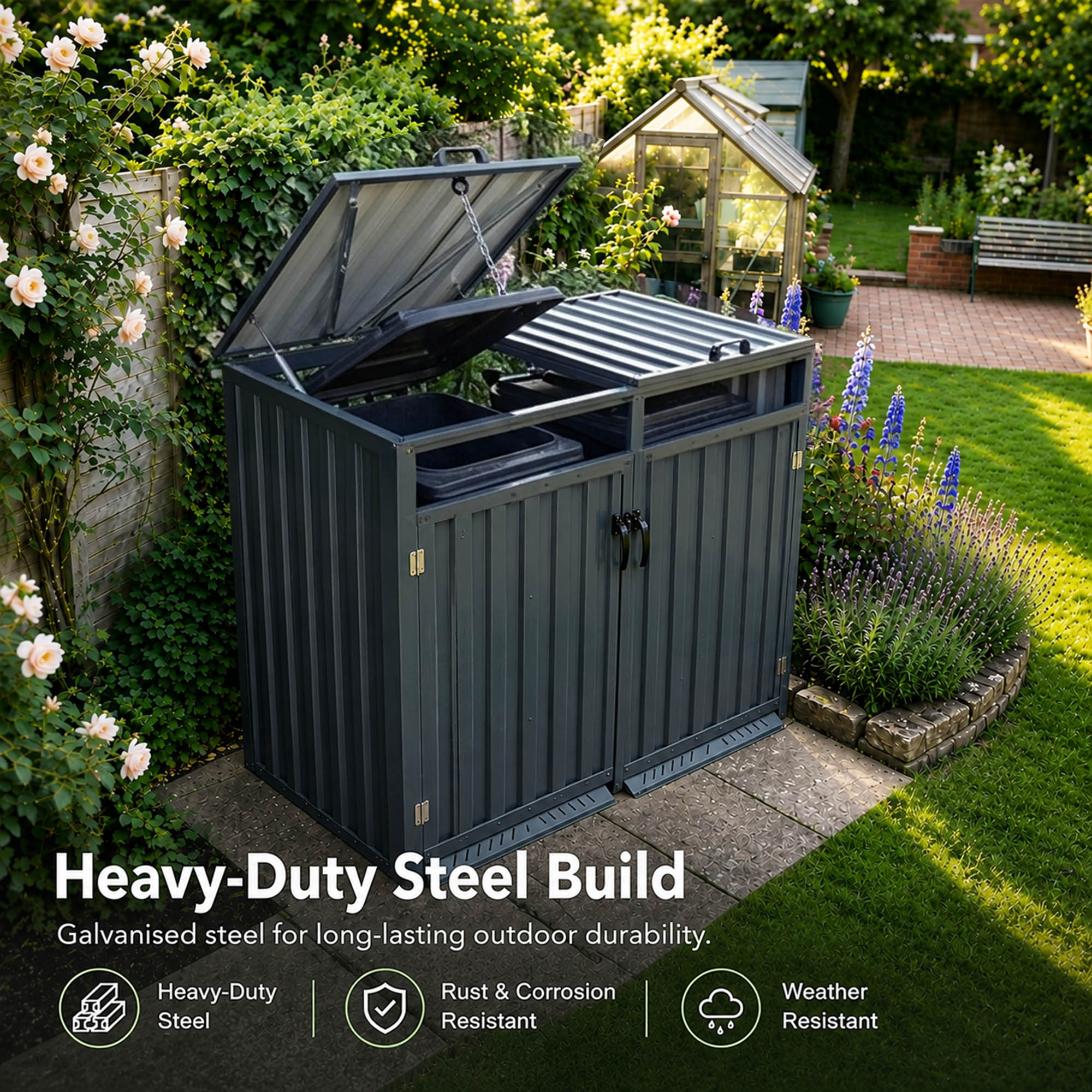 Outdoor Metal Garbage Bin Shed
