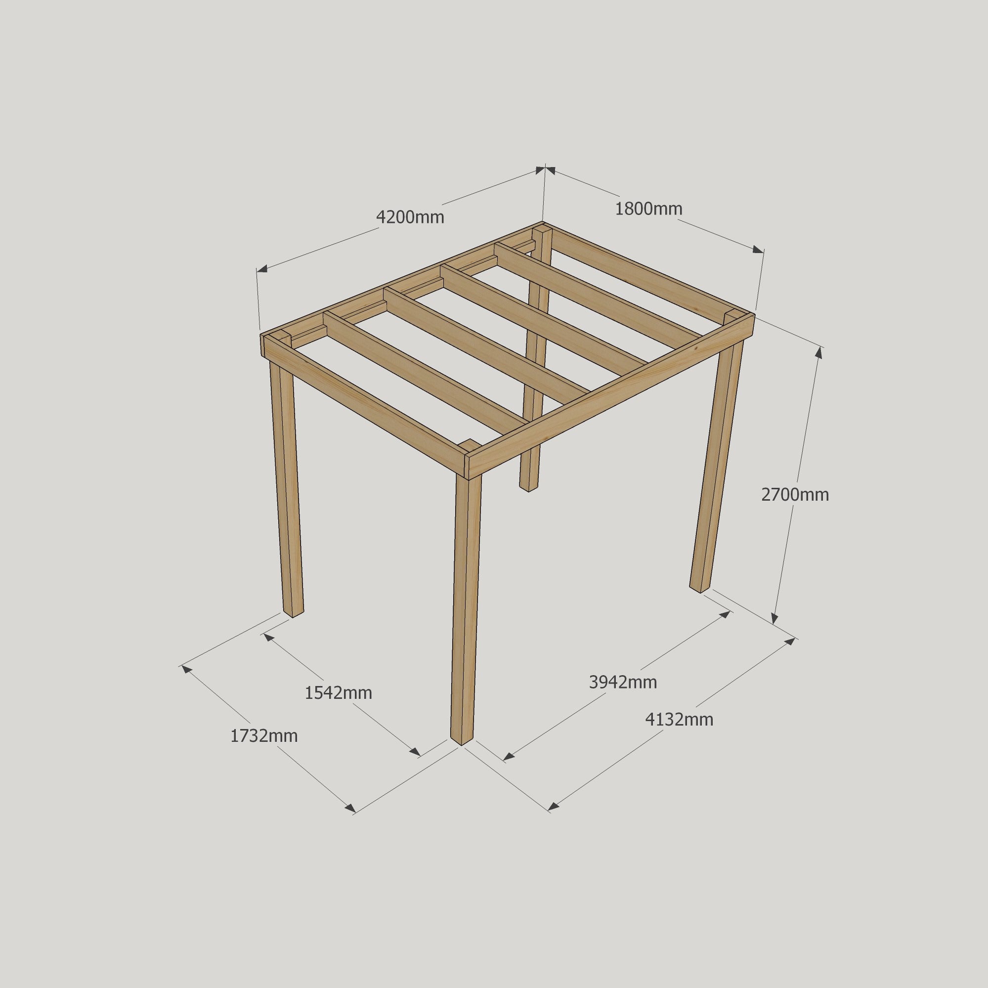 Freestanding Box Pergola - Light Green - 1.8m Width x 4.2m Length