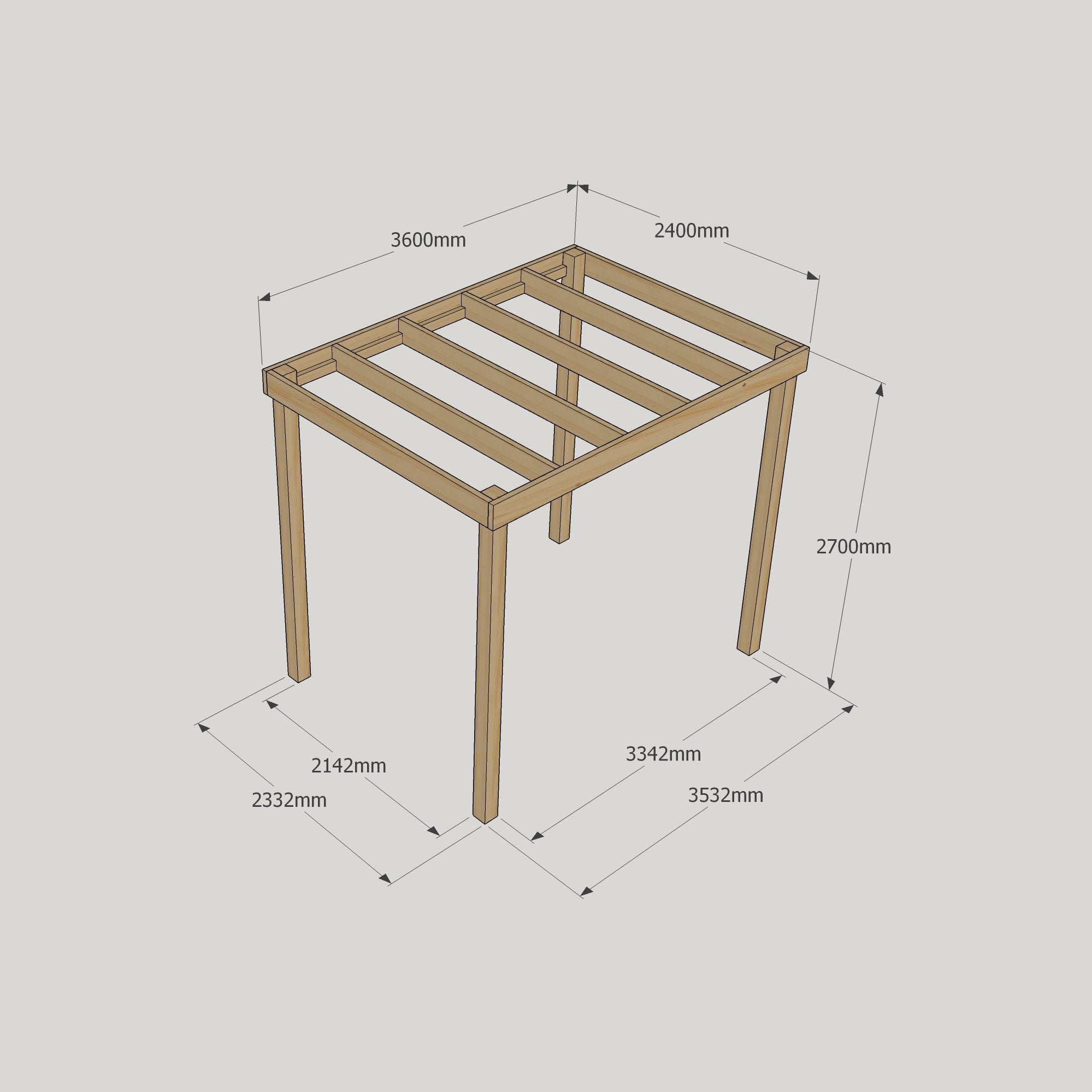 Freestanding Box Pergola - Light Green - 2.4m Width x 3.6m Length