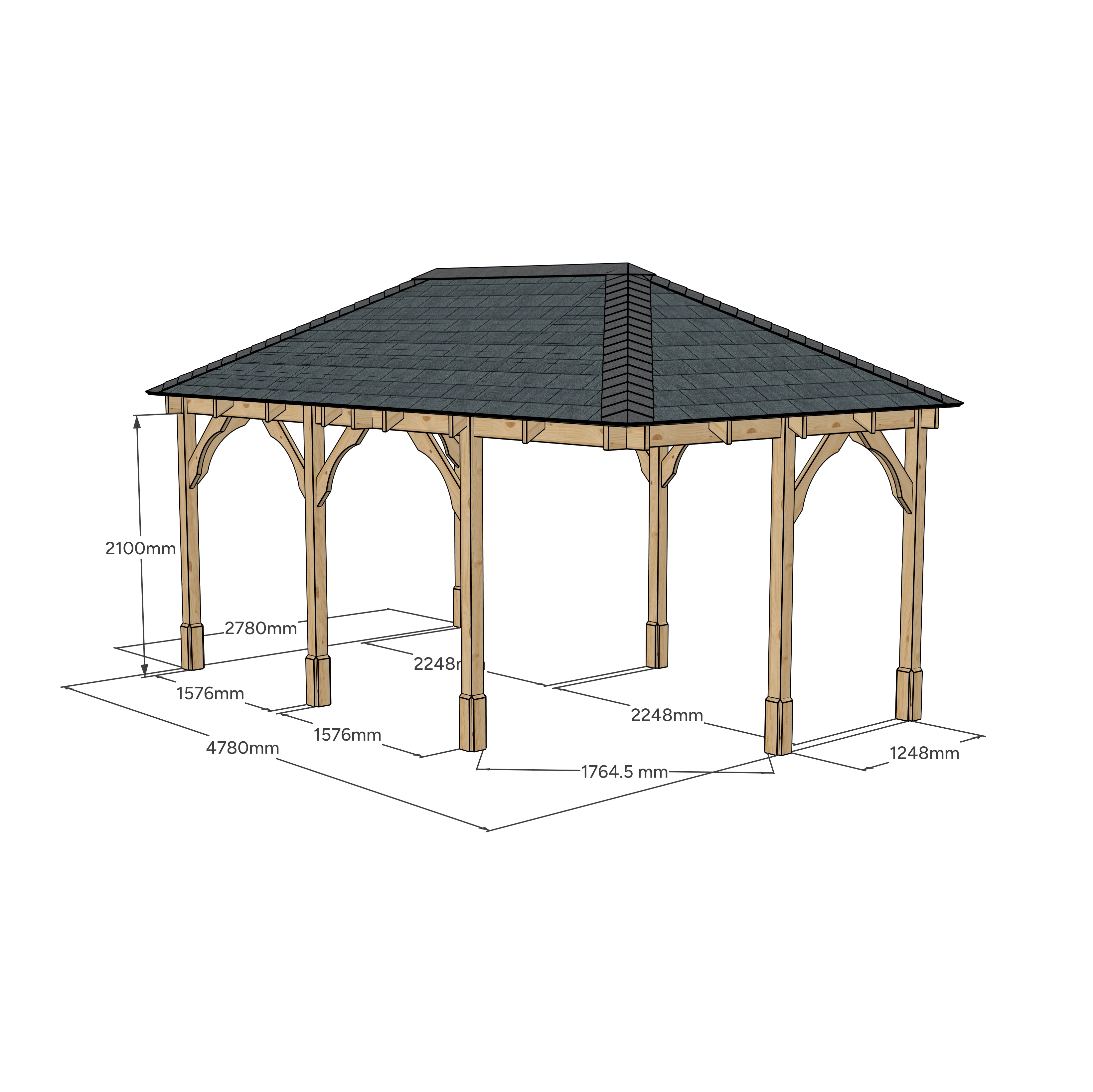 Clipsham Apex Gazebo - Rustic Brown - 3m Width x 5m Length