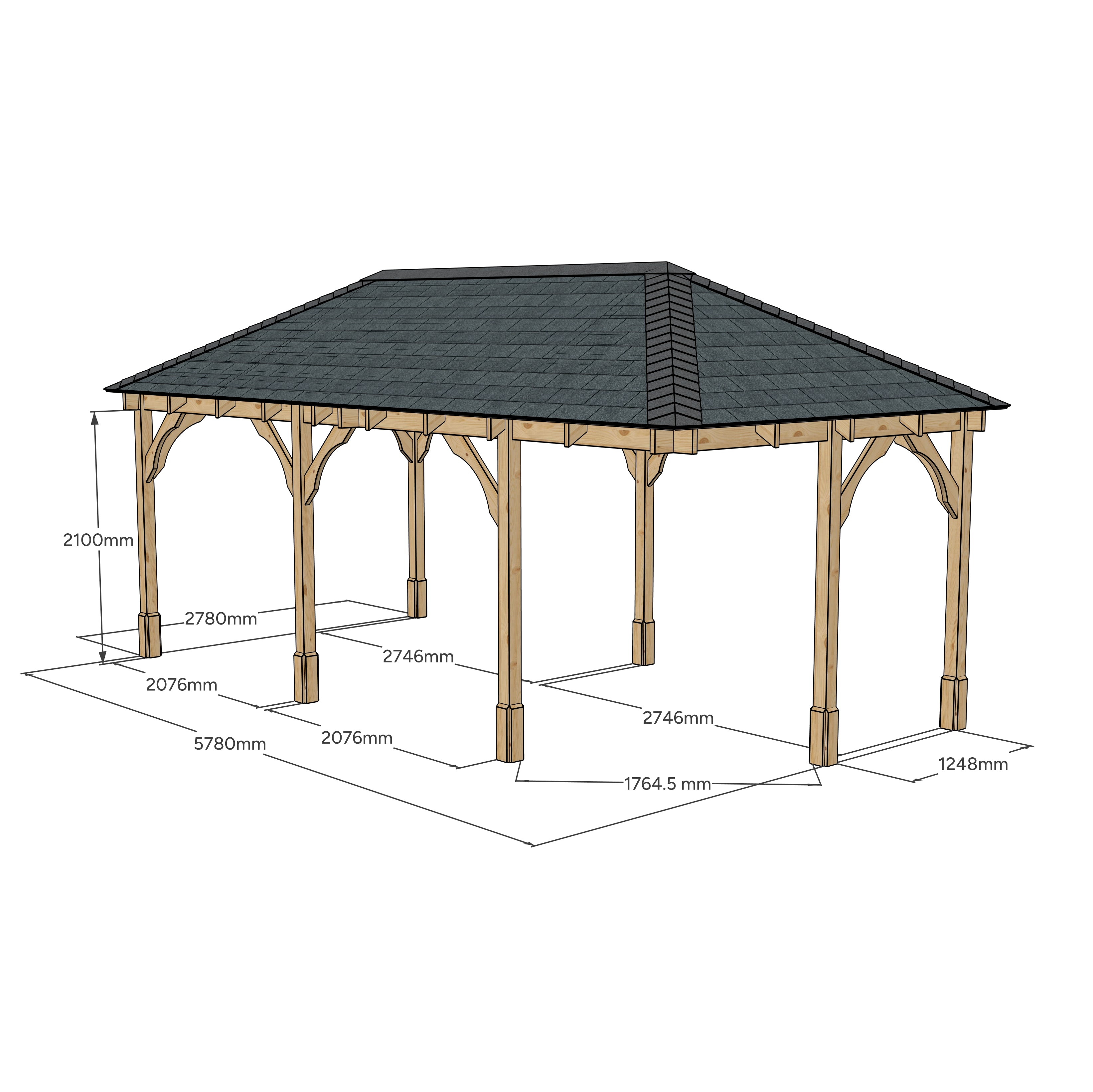 Clipsham Apex Gazebo - Light Green - 3m Width x 6m Length