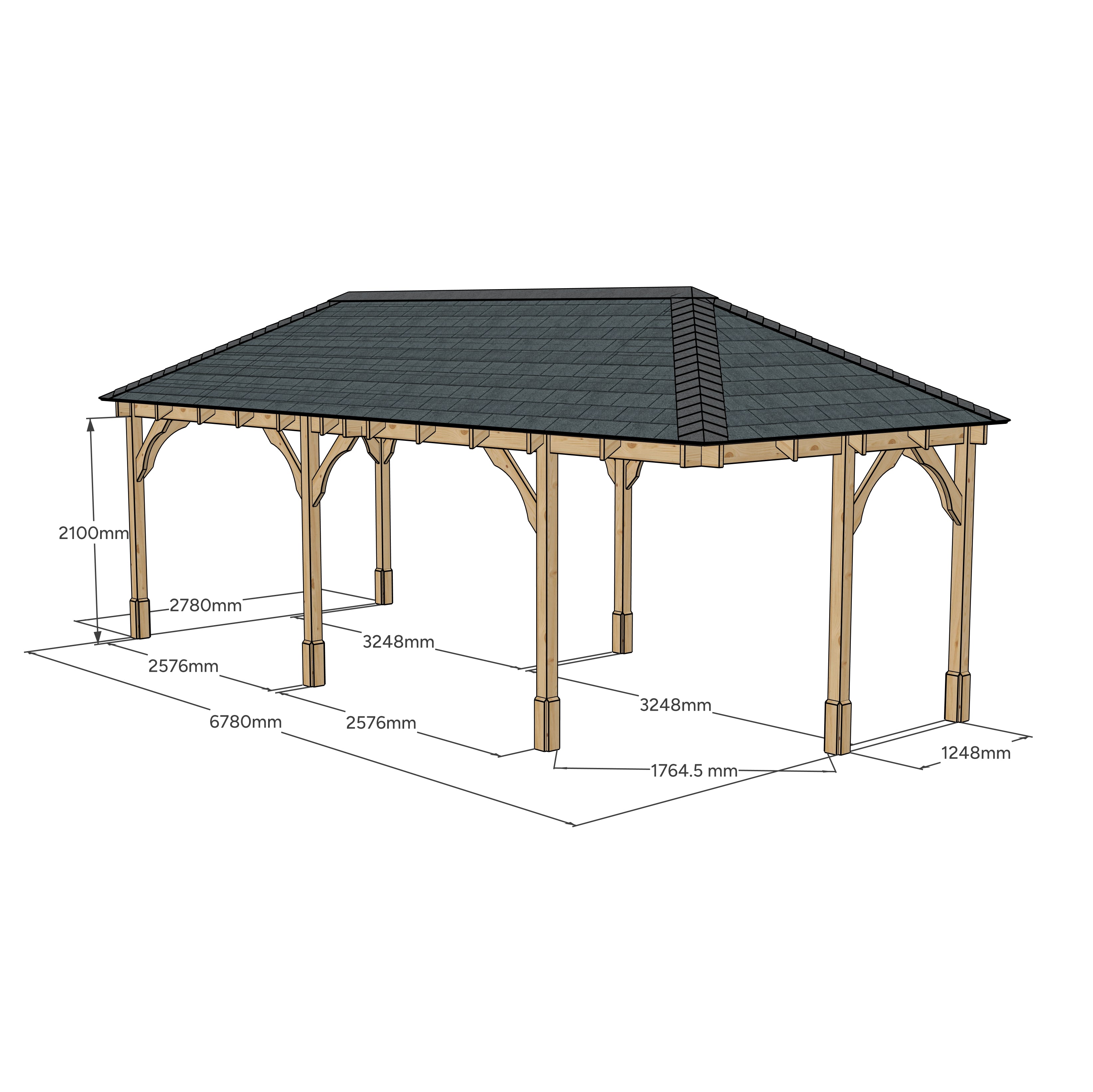 Clipsham Apex Gazebo - Light Green - 3m Width x 7m Length