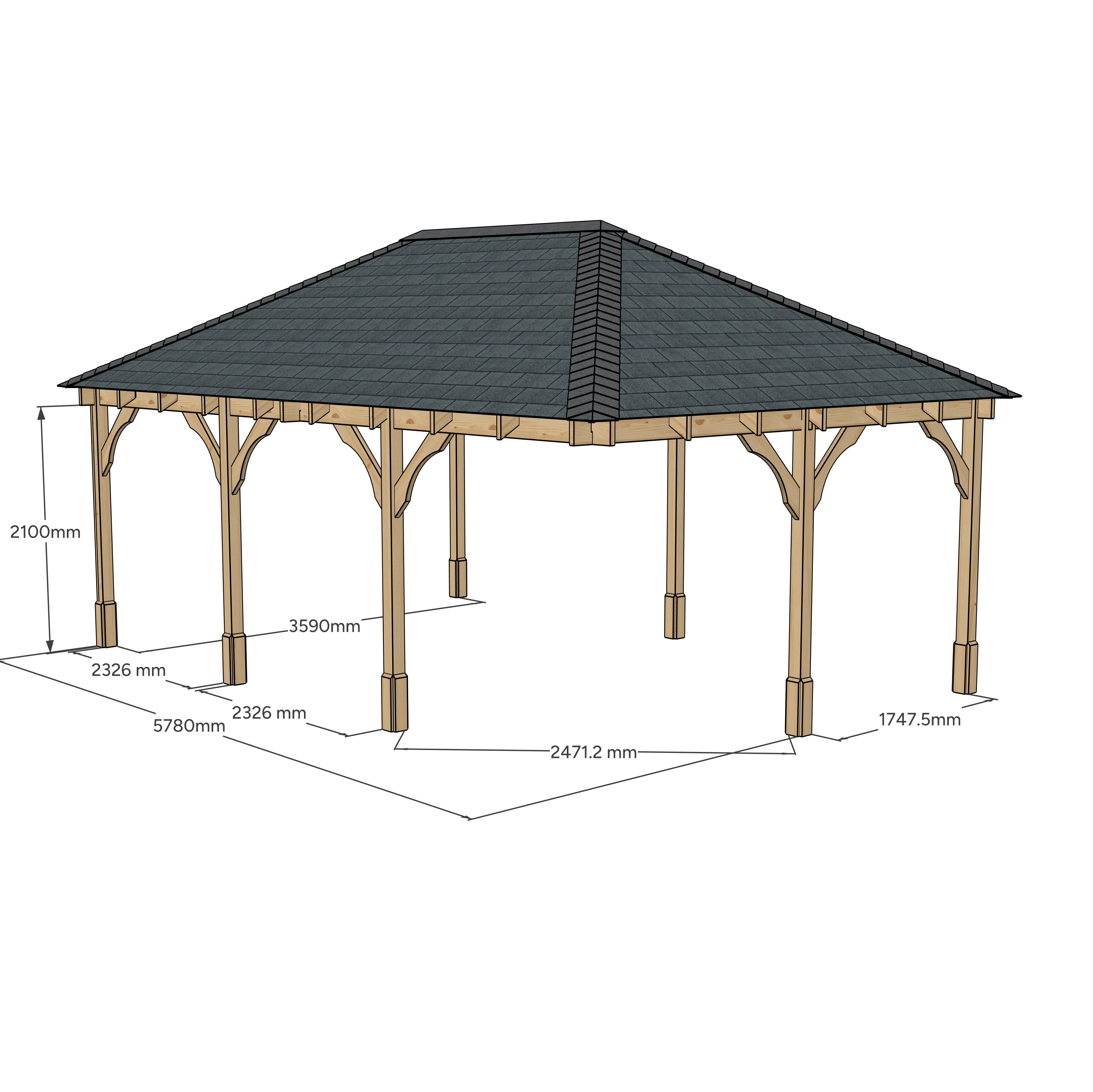 Clipsham Apex Gazebo - Light Green - 4m Width x 6m Length