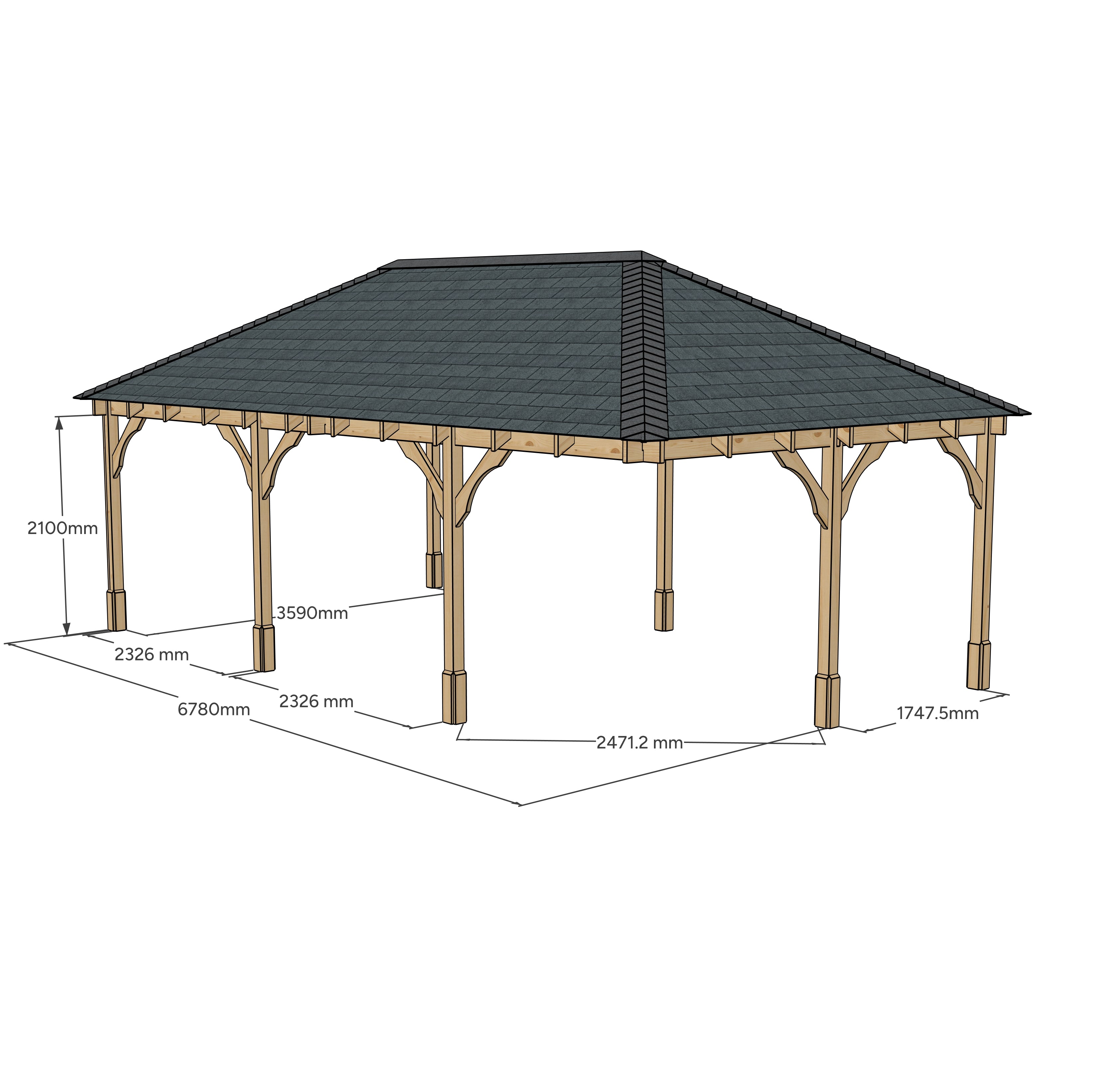 Clipsham Apex Gazebo - Light Green - 4m Width x 7m Length