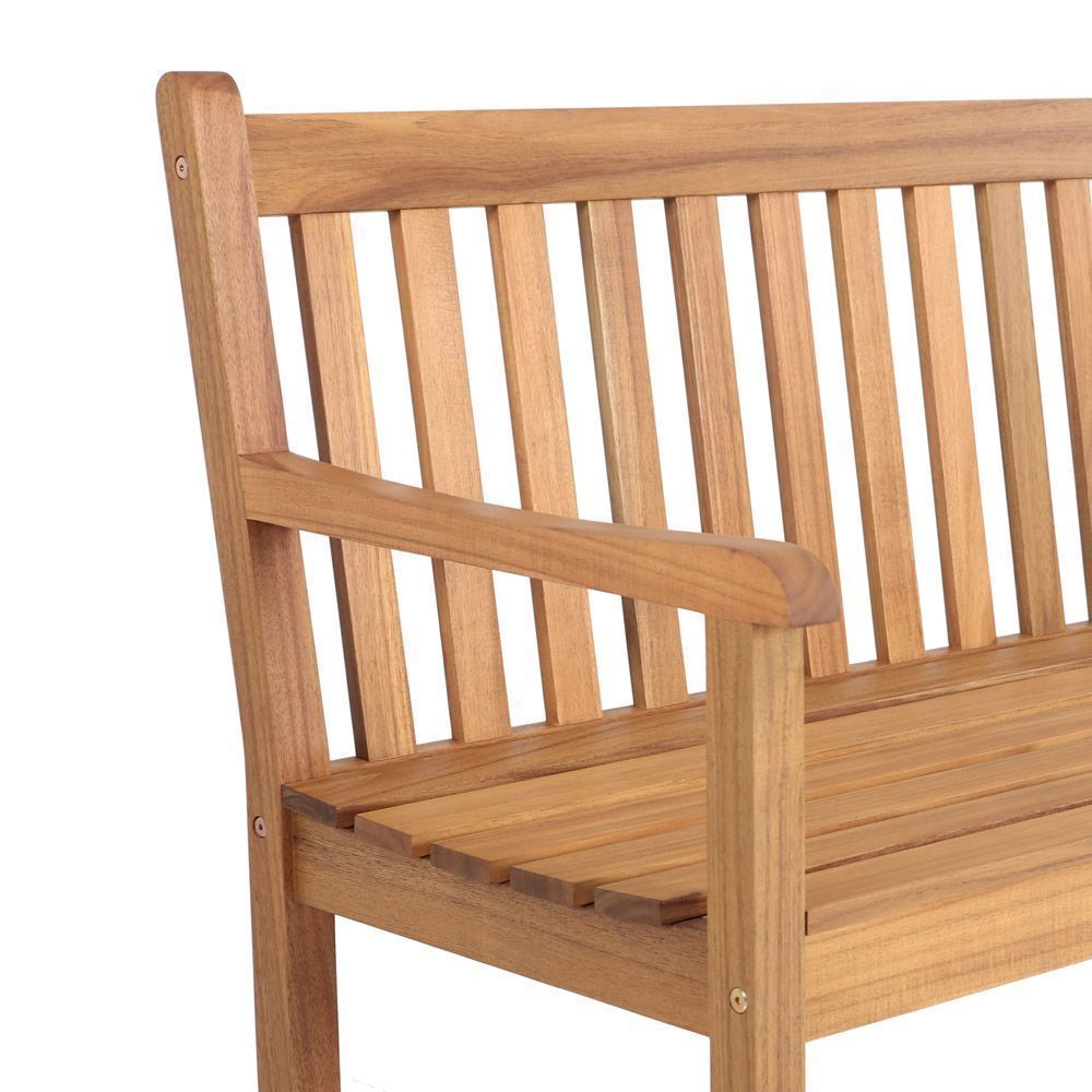 Two Seater Acacia Wood Garden Bench Outdoor Patio Seat 145cm