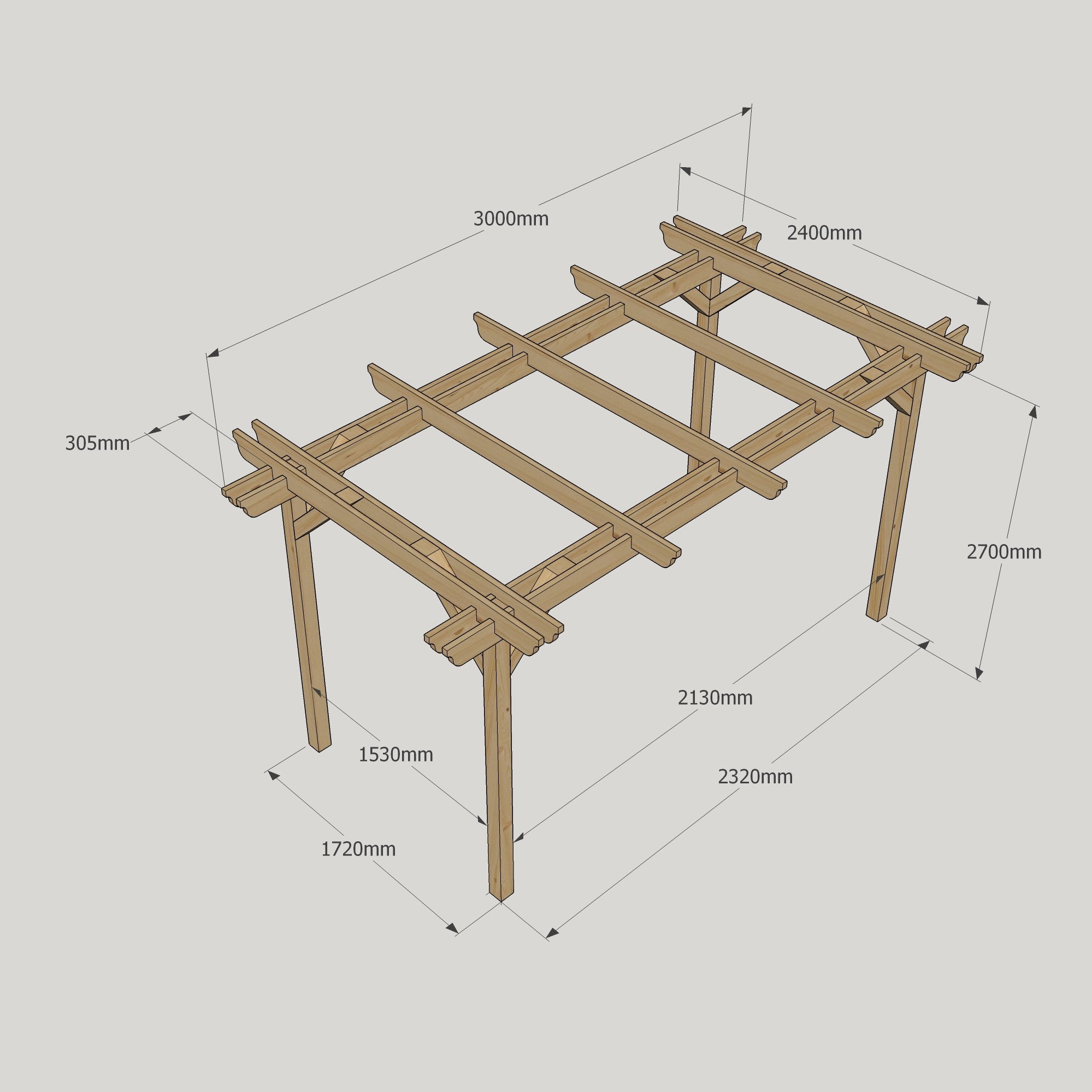 Freestanding Double Garden Pergola - Light Green - 2.4m Width x 3m Length