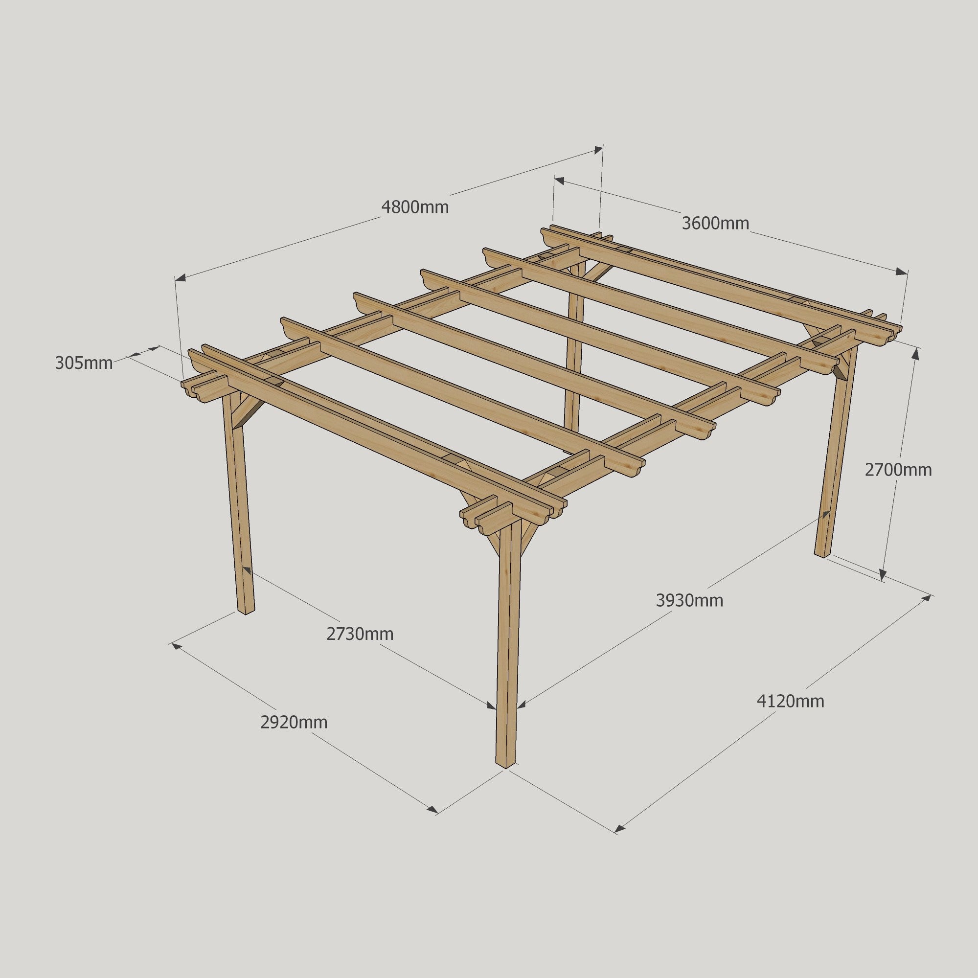 Freestanding Double Garden Pergola - Light Green - 3.6m Width x 4.8m Length