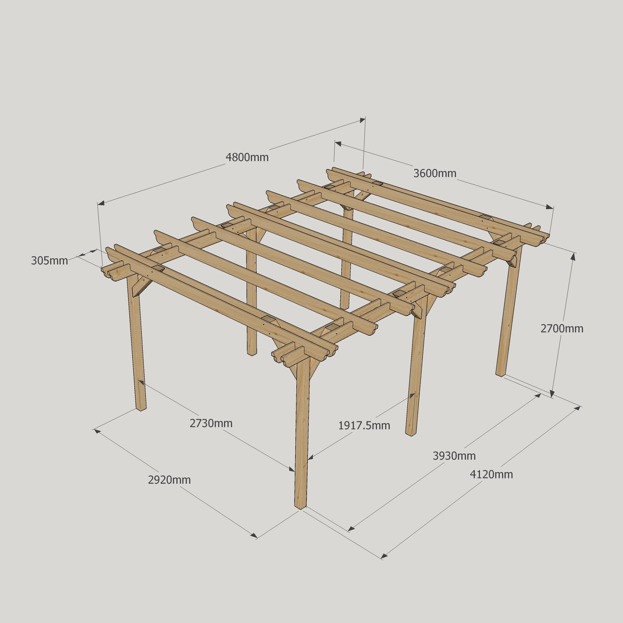 Freestanding Double Garden Pergola - Light Green - 3.6m Width x 4.8m Length