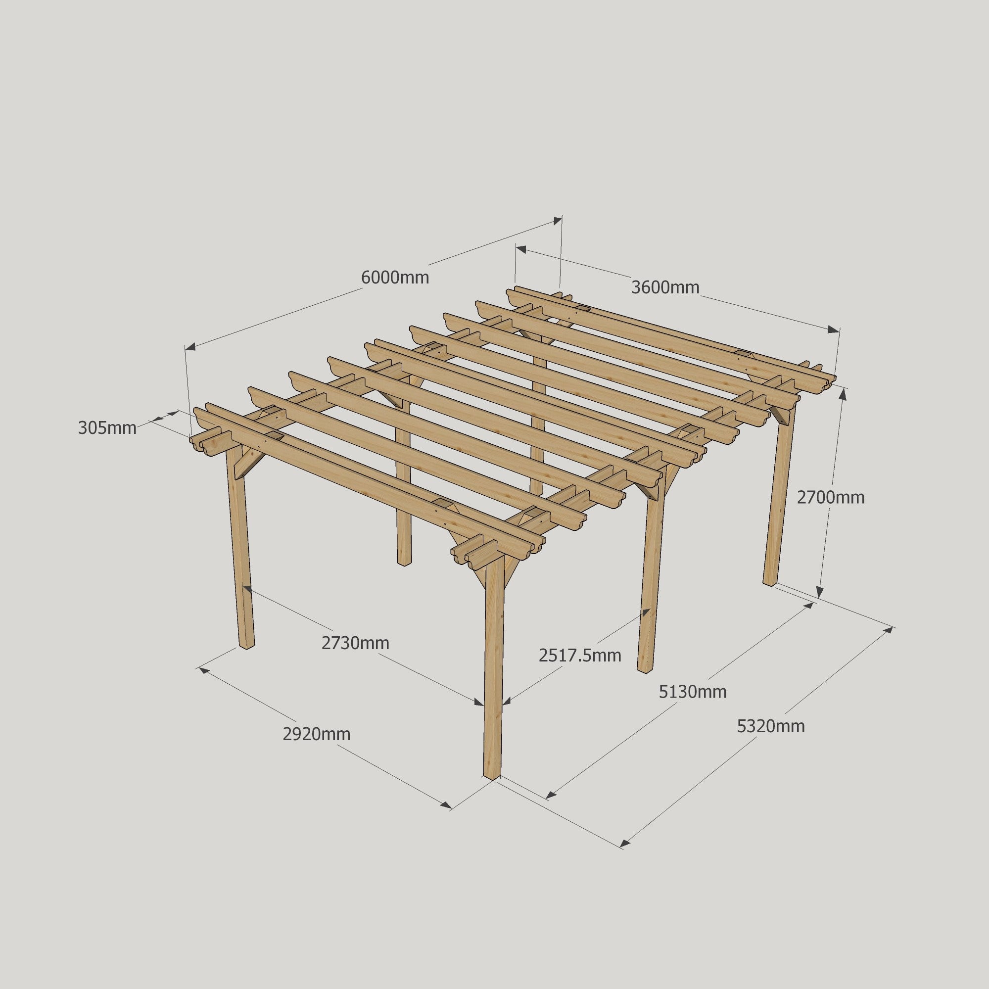 Freestanding Double Garden Pergola - Light Green - 3.6m Width x 6m Length