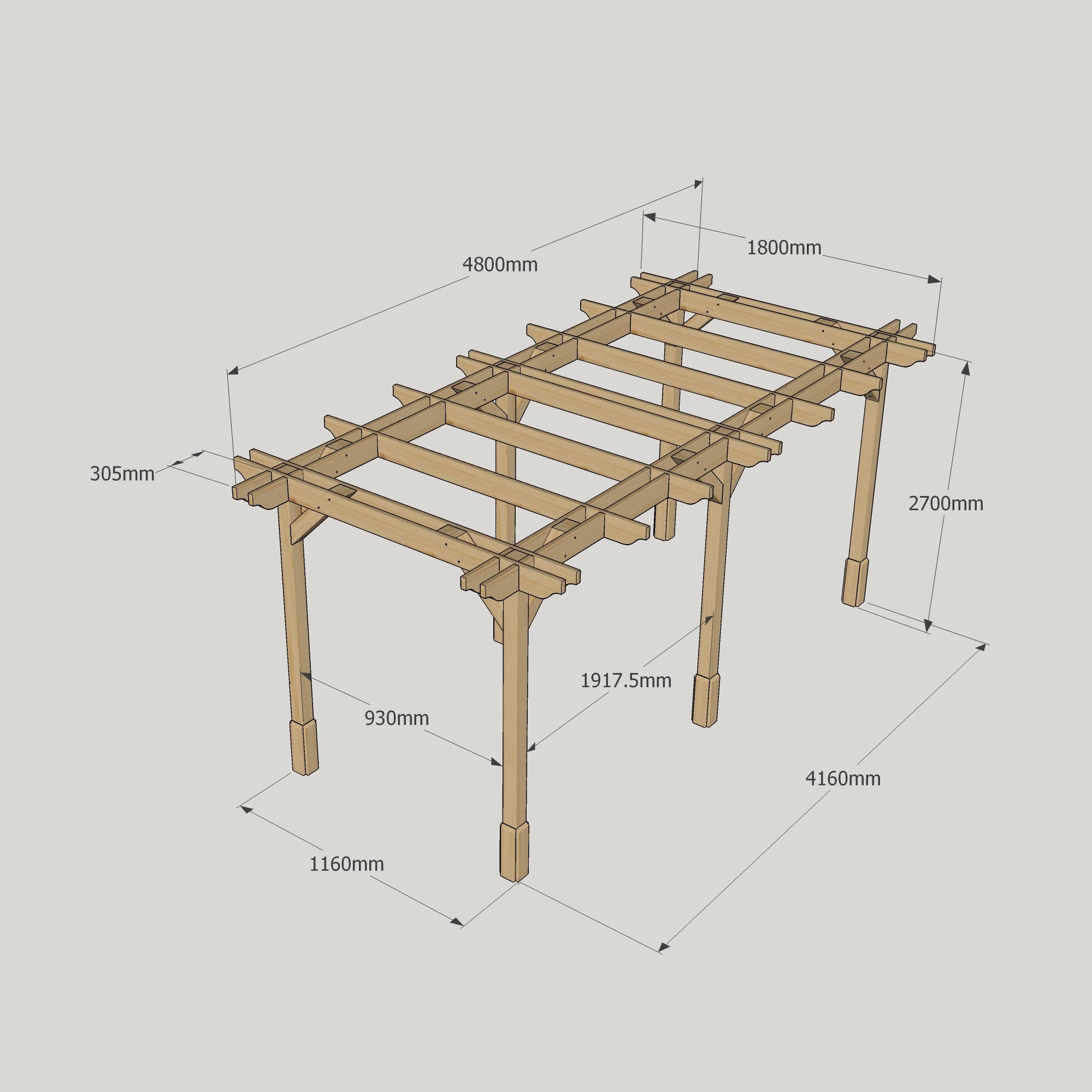 Freestanding Double Premium Pergola - Light Green - 1.8m Width x 4.8m Length