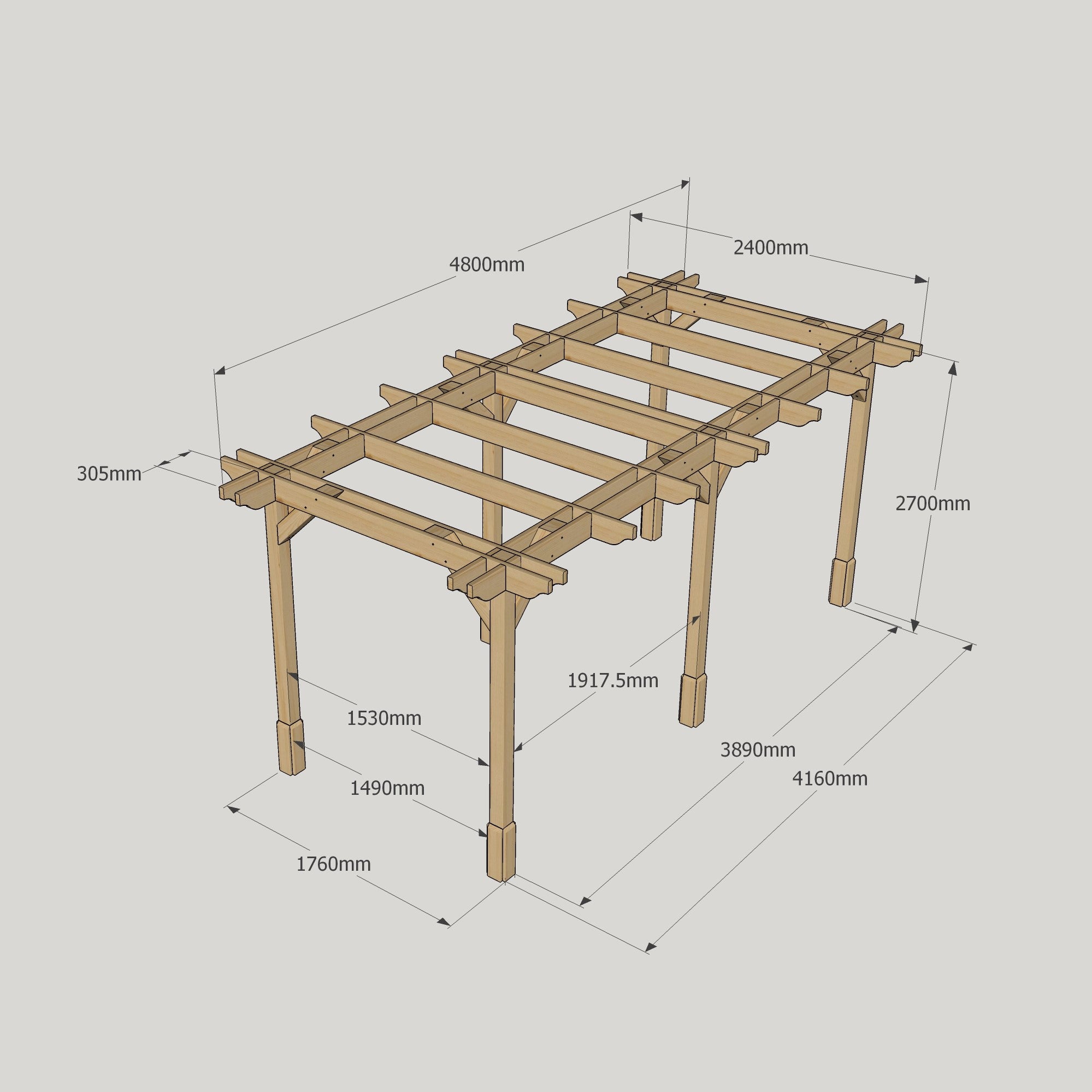 Freestanding Double Premium Pergola - Light Green - 2.4m Width x 4.8m Length